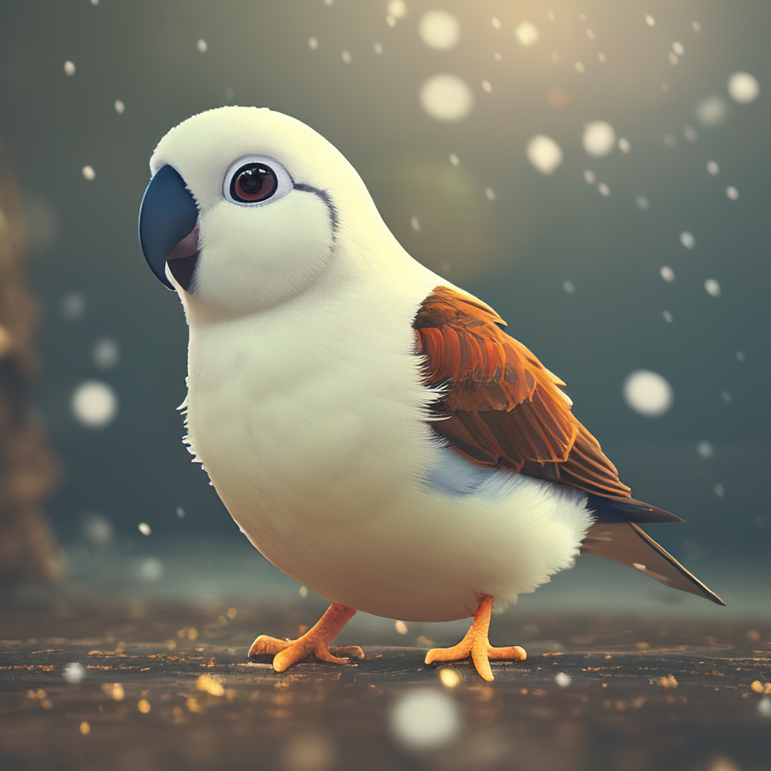 Adorable Parrot in Snowy Forest, AI generative