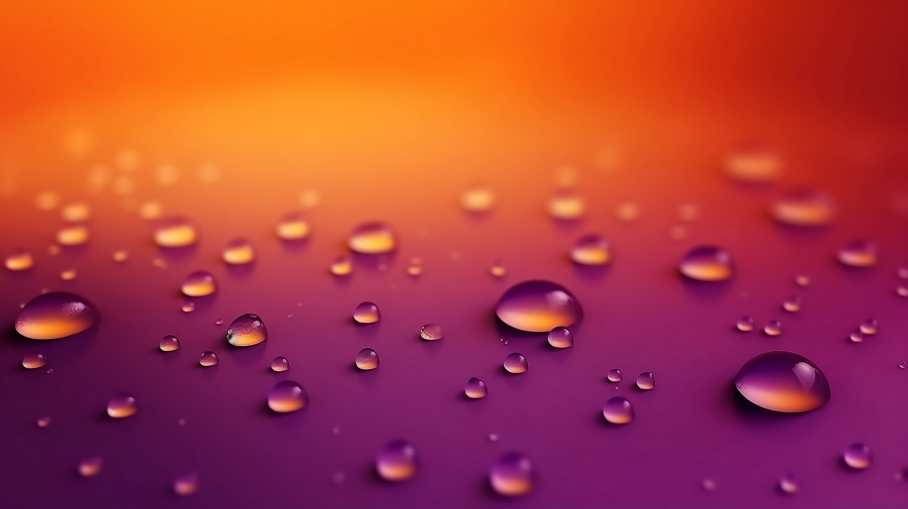 Beautiful rain droplets on purple orange gradient background v