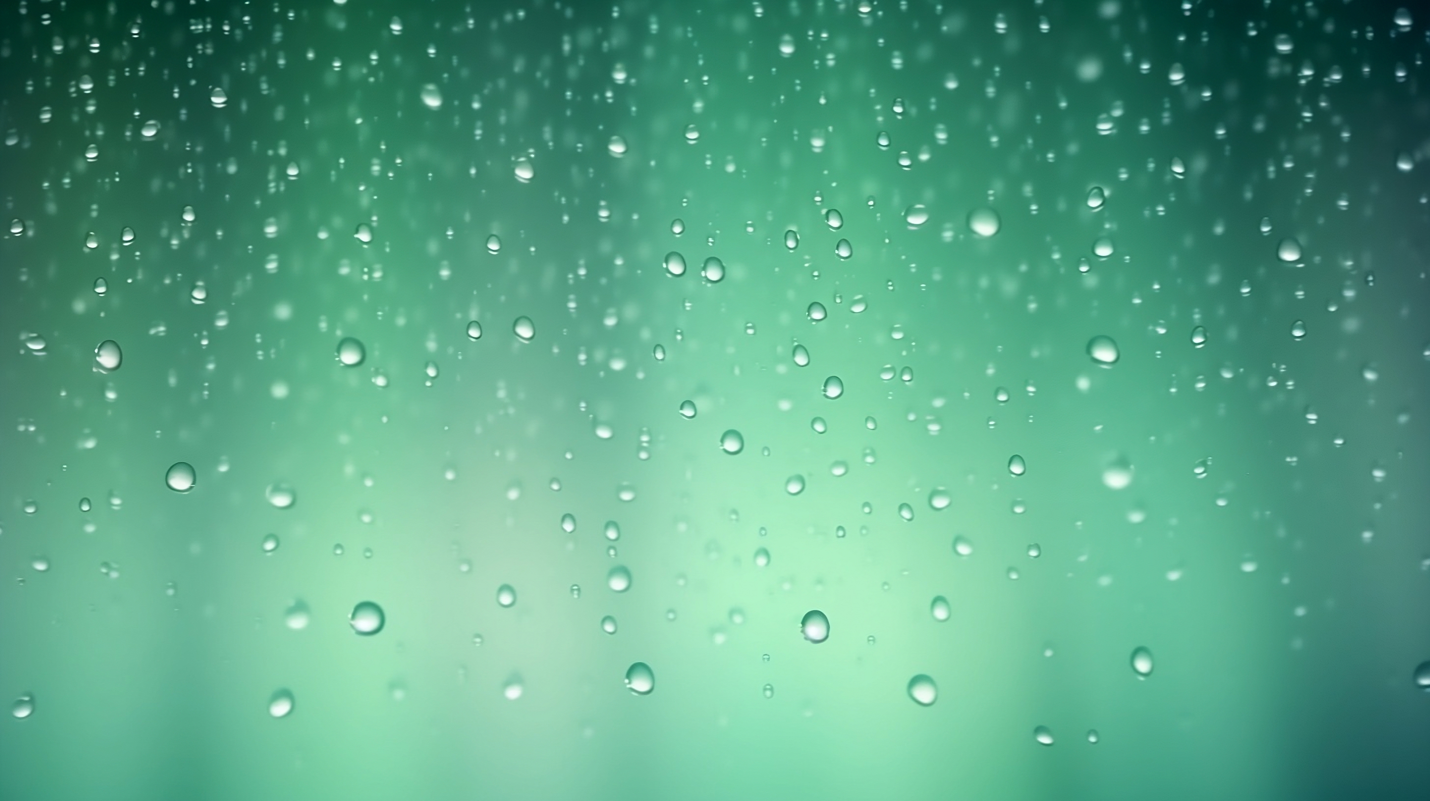 Beautiful rain drops on green gradient background