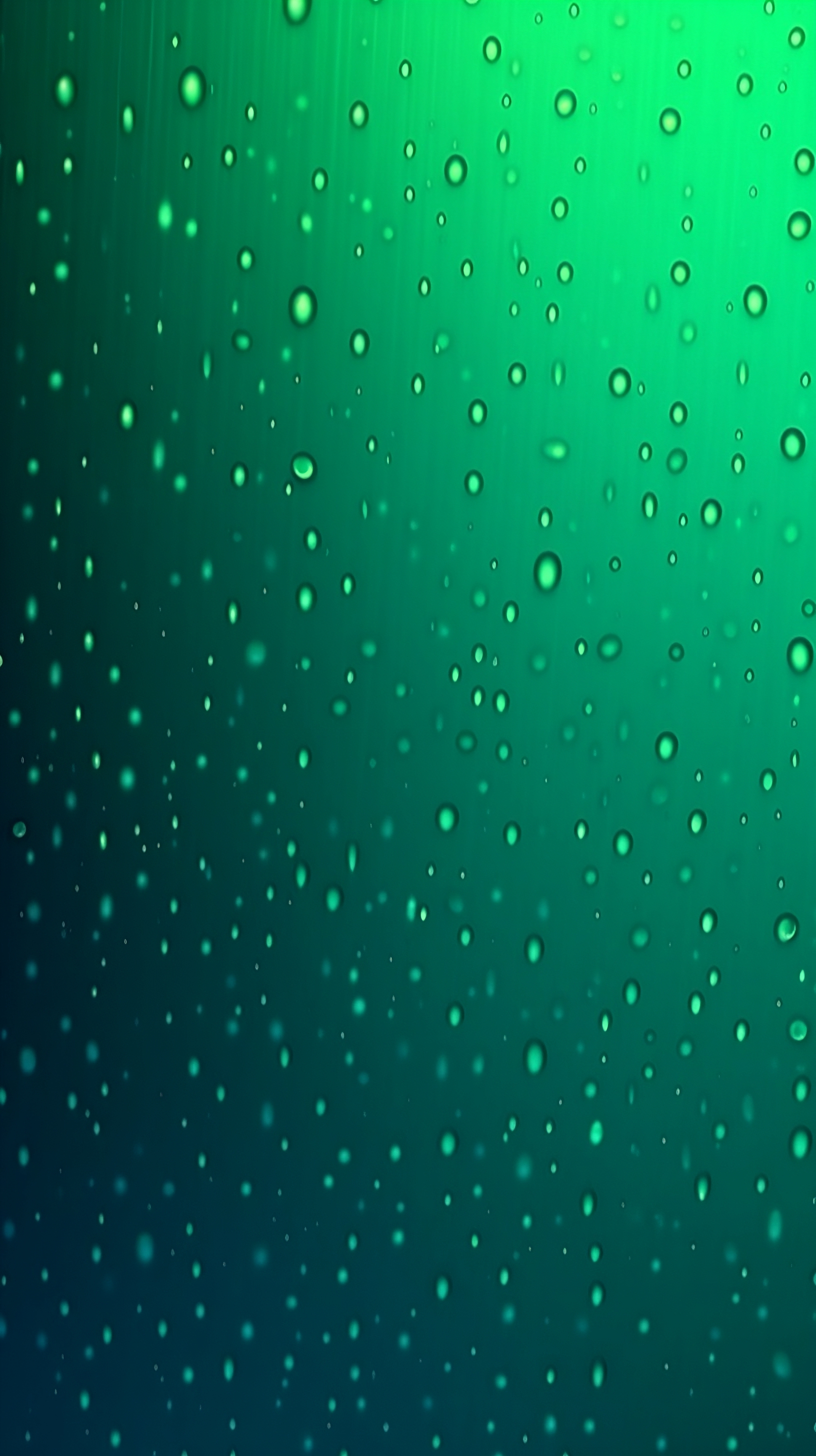 Beautiful rain drops on green gradient background, mobile background