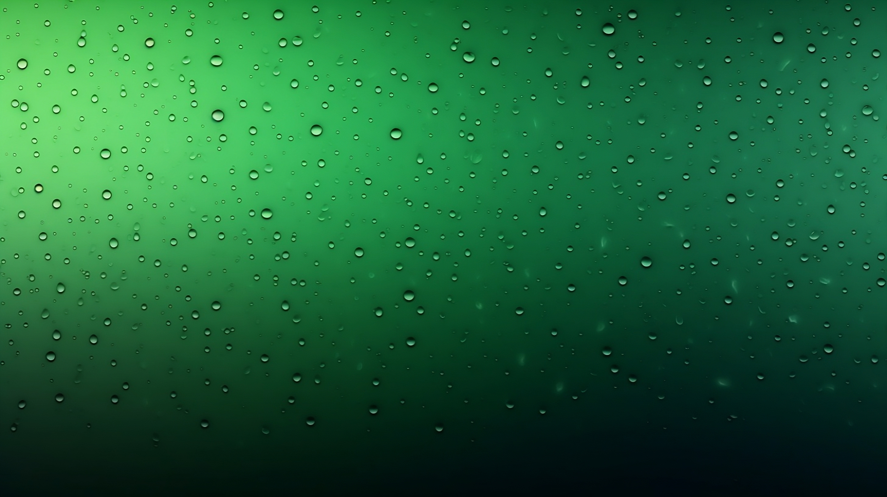 Beautiful rain drops on green gradient background