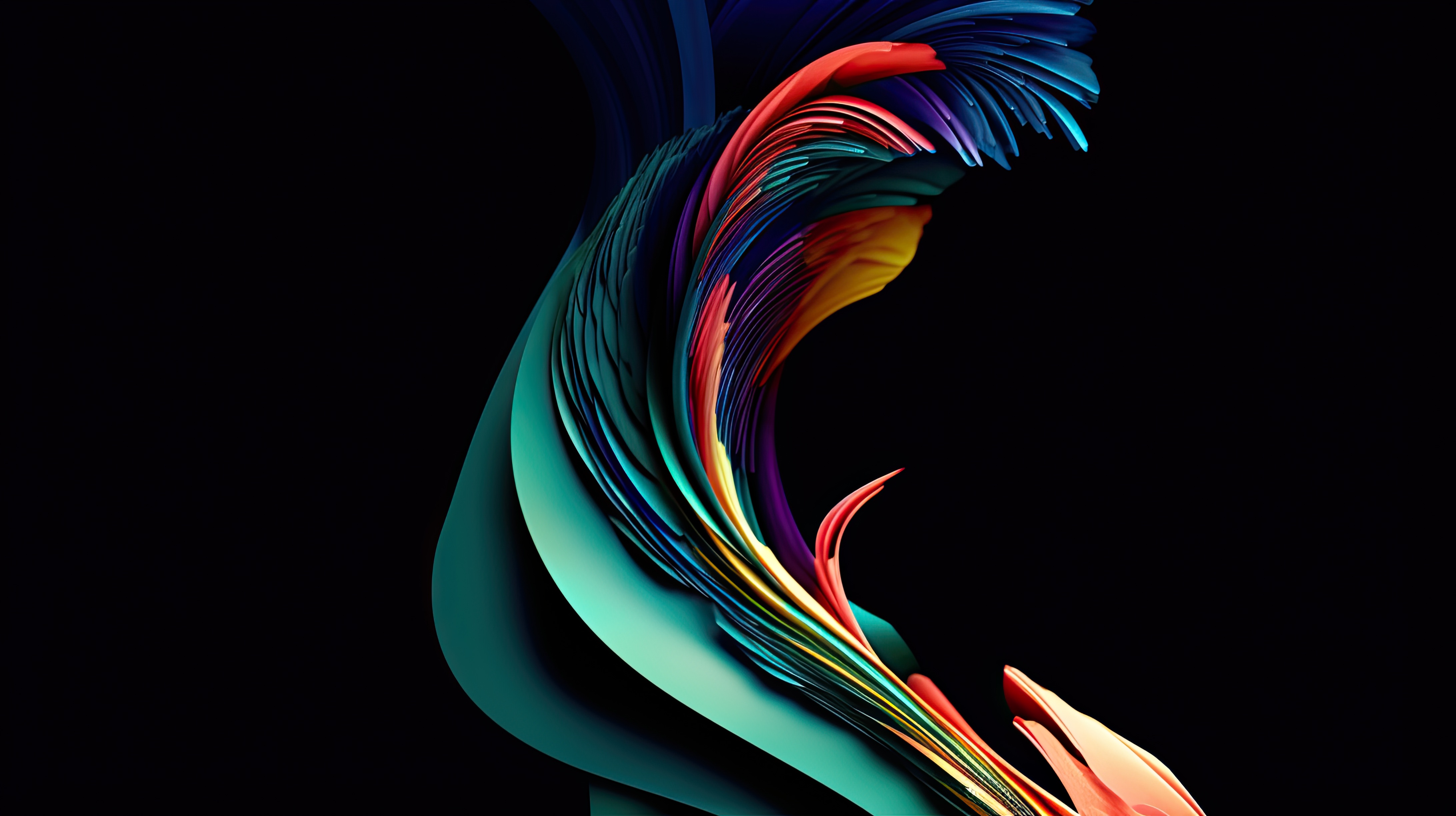 Modern colorful 3d waves abstract on dark background