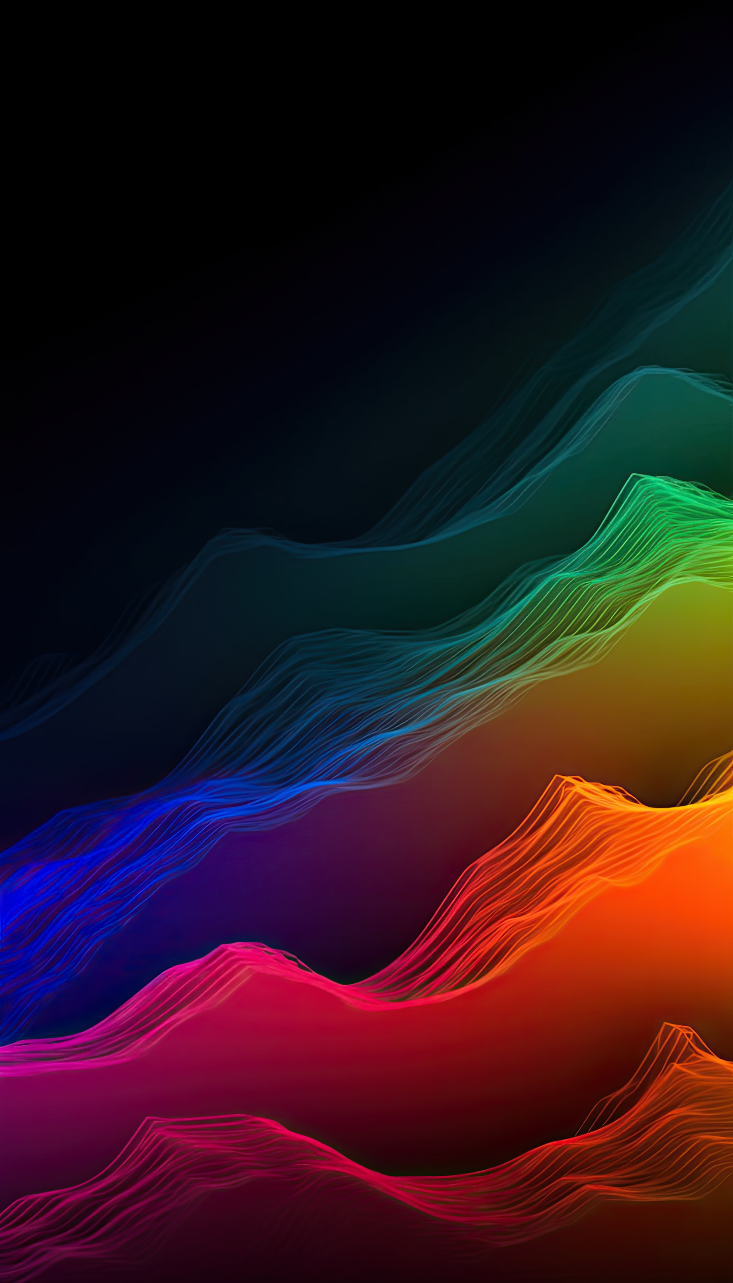 Modern colorful waves abstract on dark background