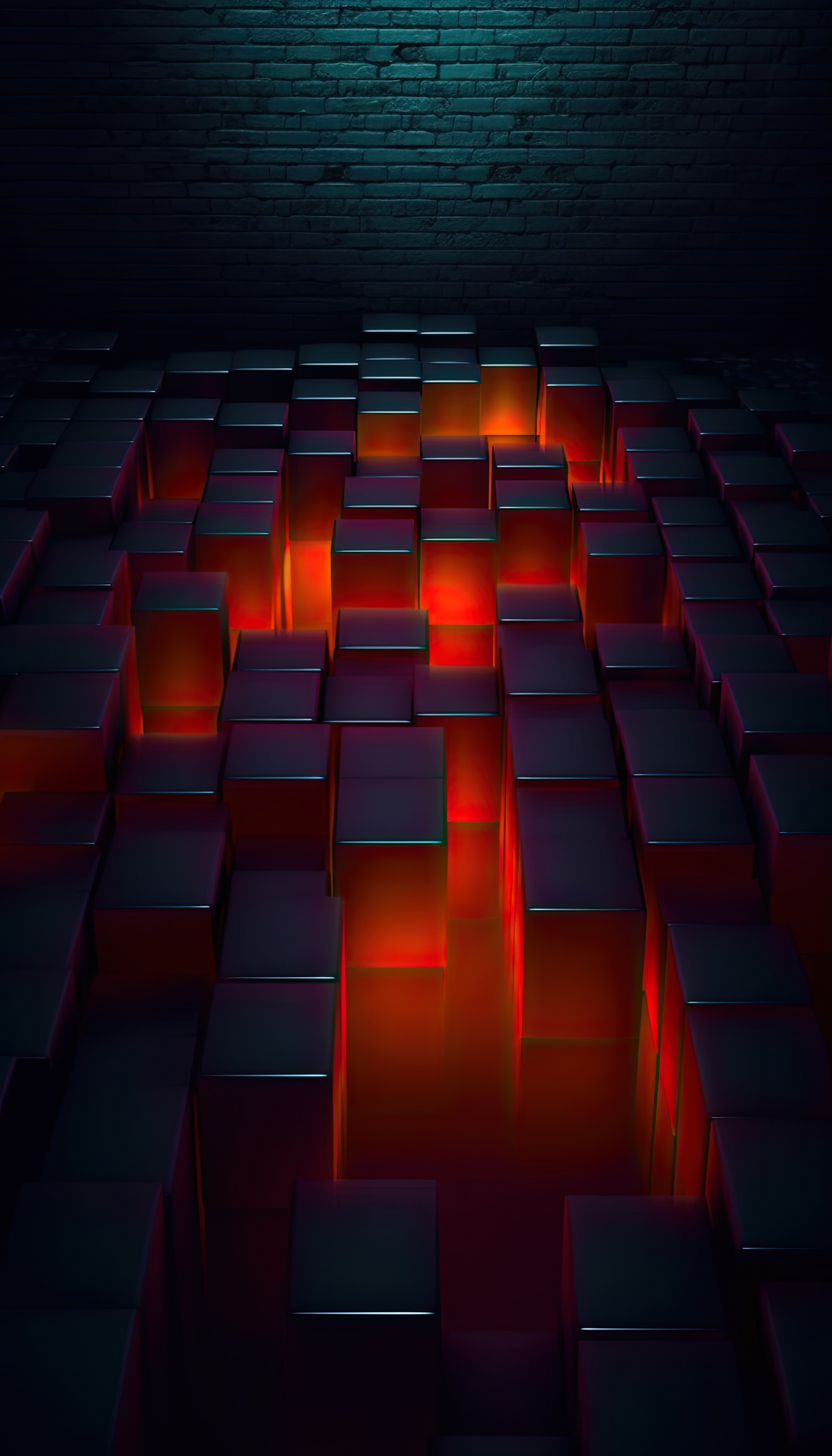 Modern red 3d cubes abstract on dark background