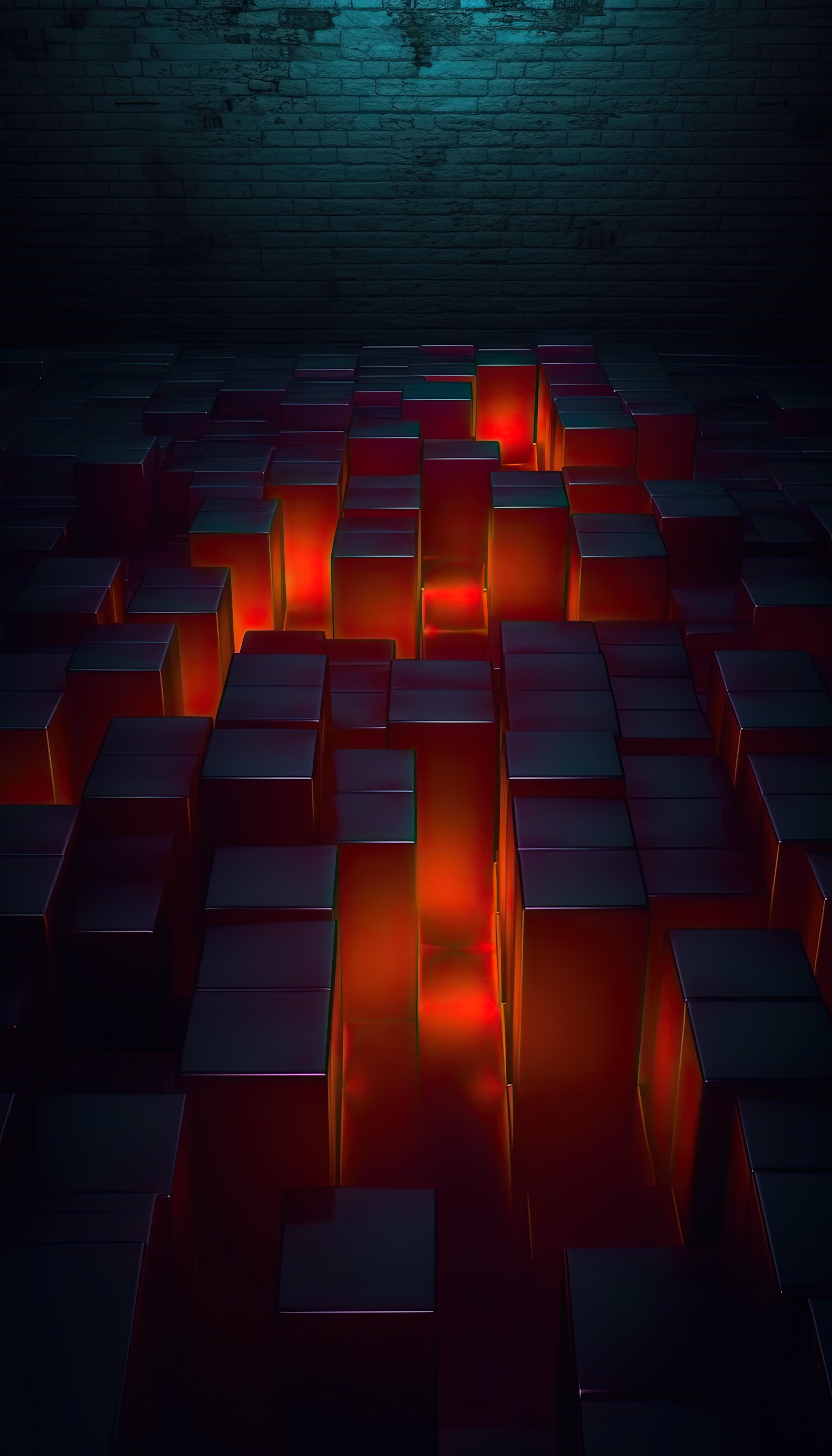 Modern red 3d cubes abstract on dark background