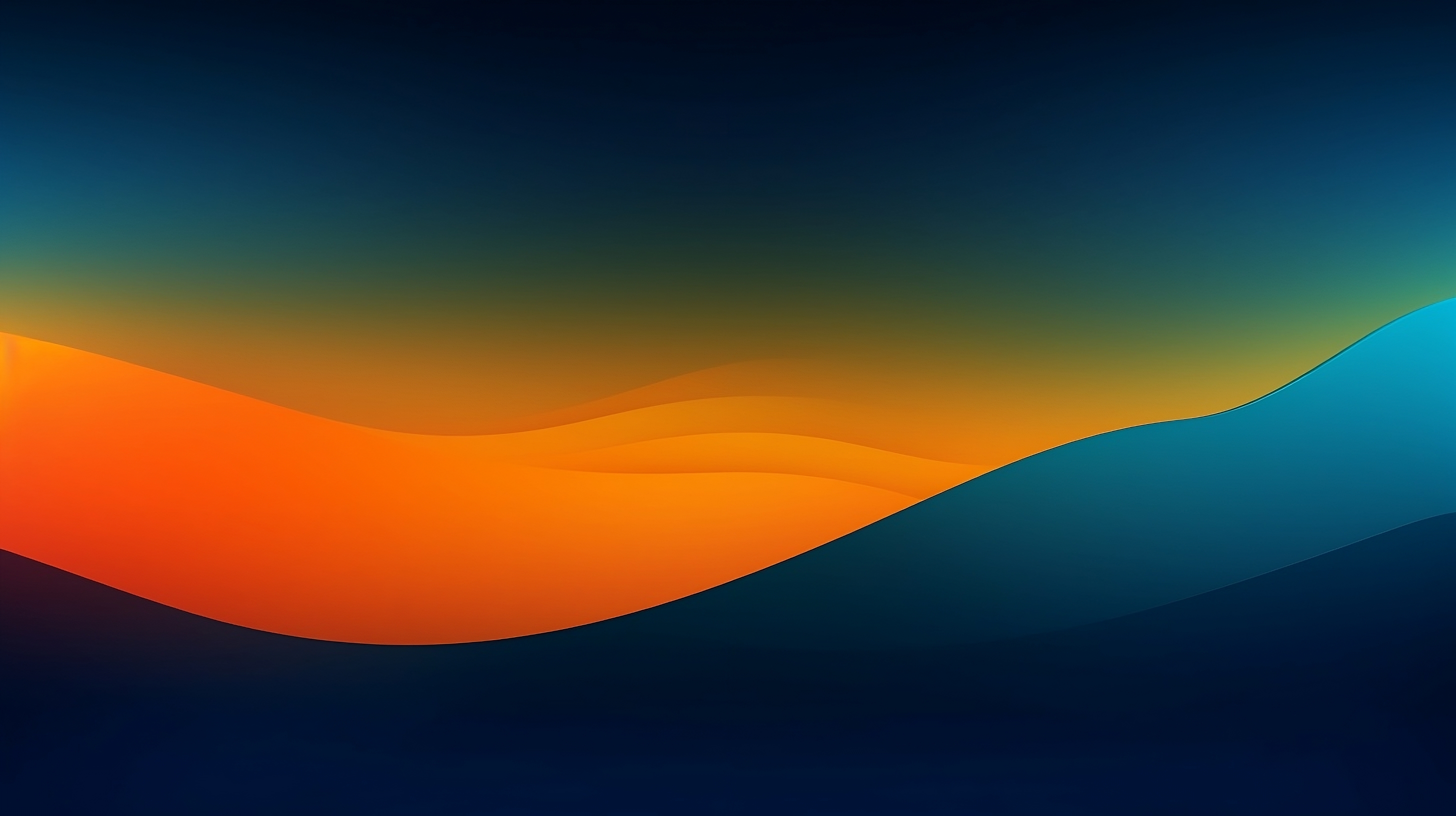 Orange green blue cyan gradient abstract waves background