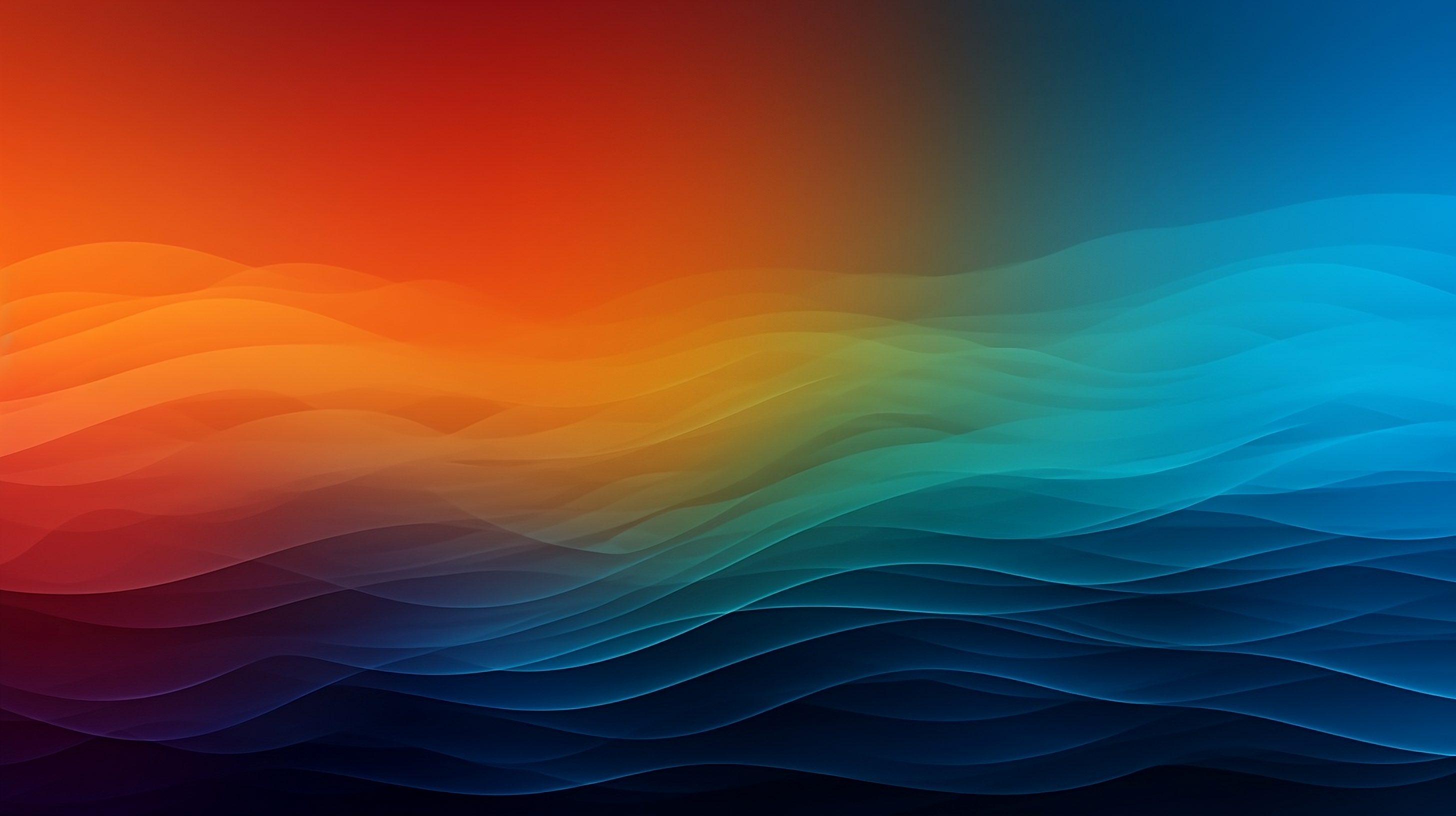 Orange green blue cyan gradient abstract waves background