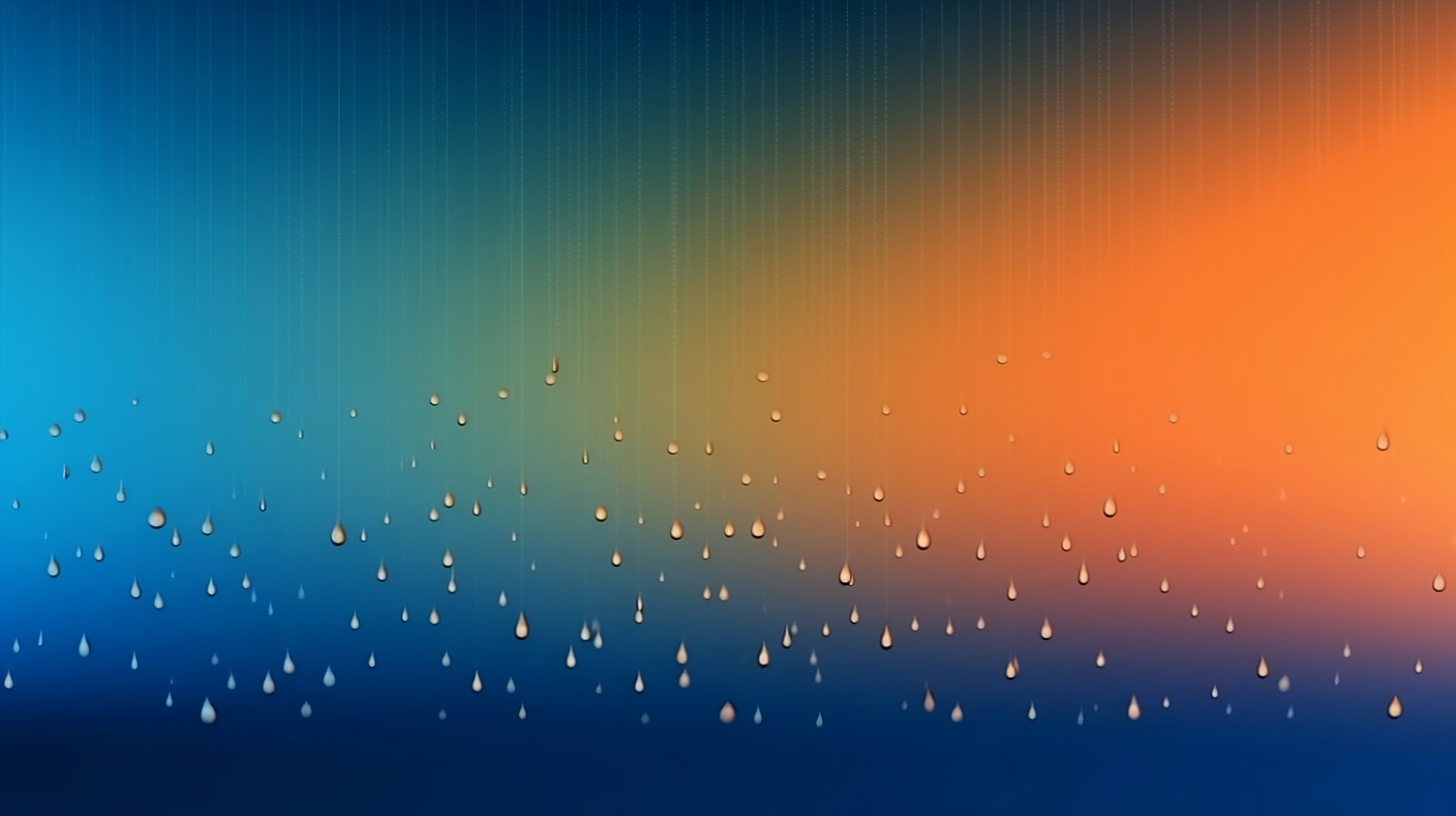 Rain droplets on blue green orange gradient background