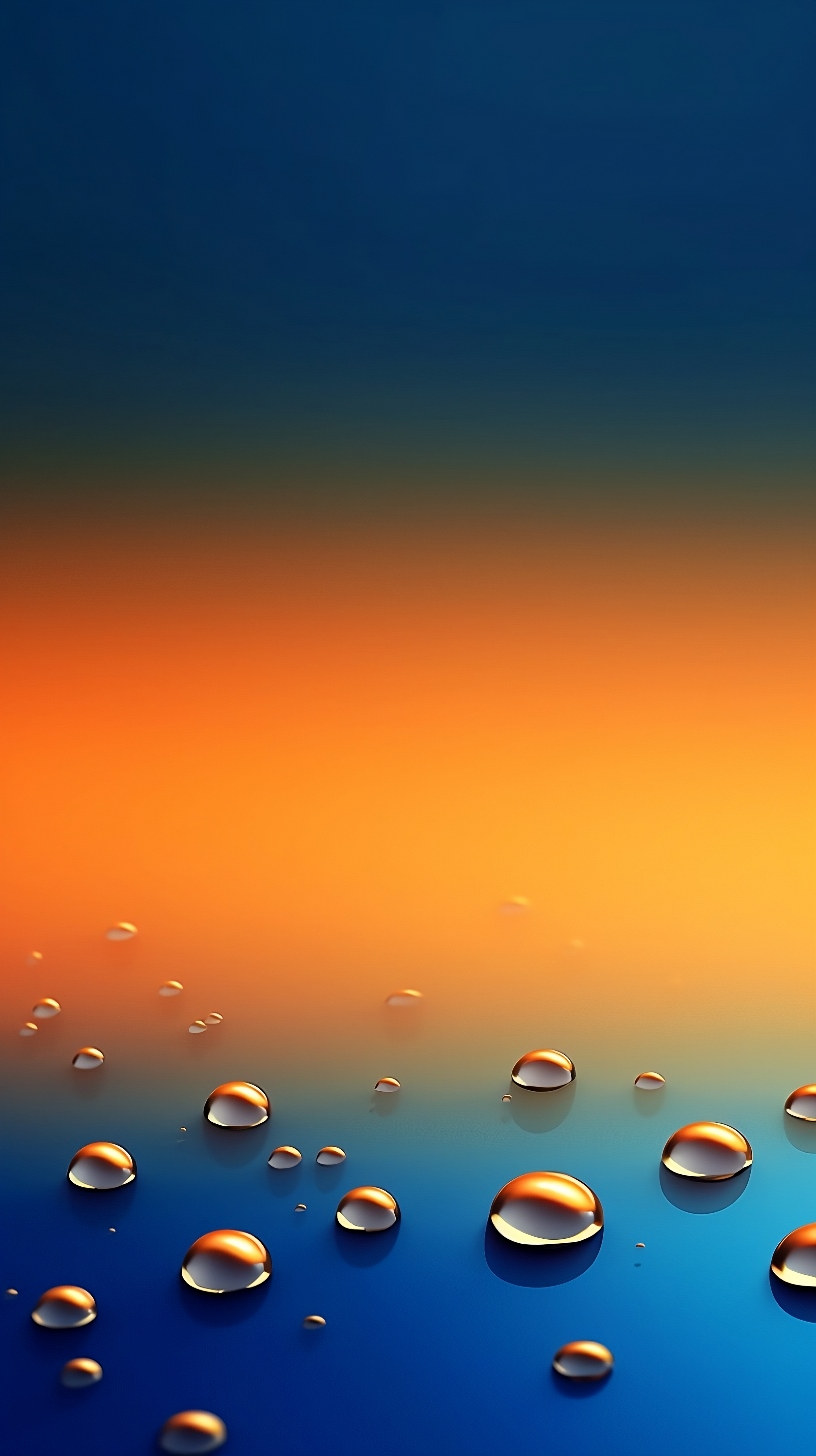 Rain droplets on blue orange gradient background