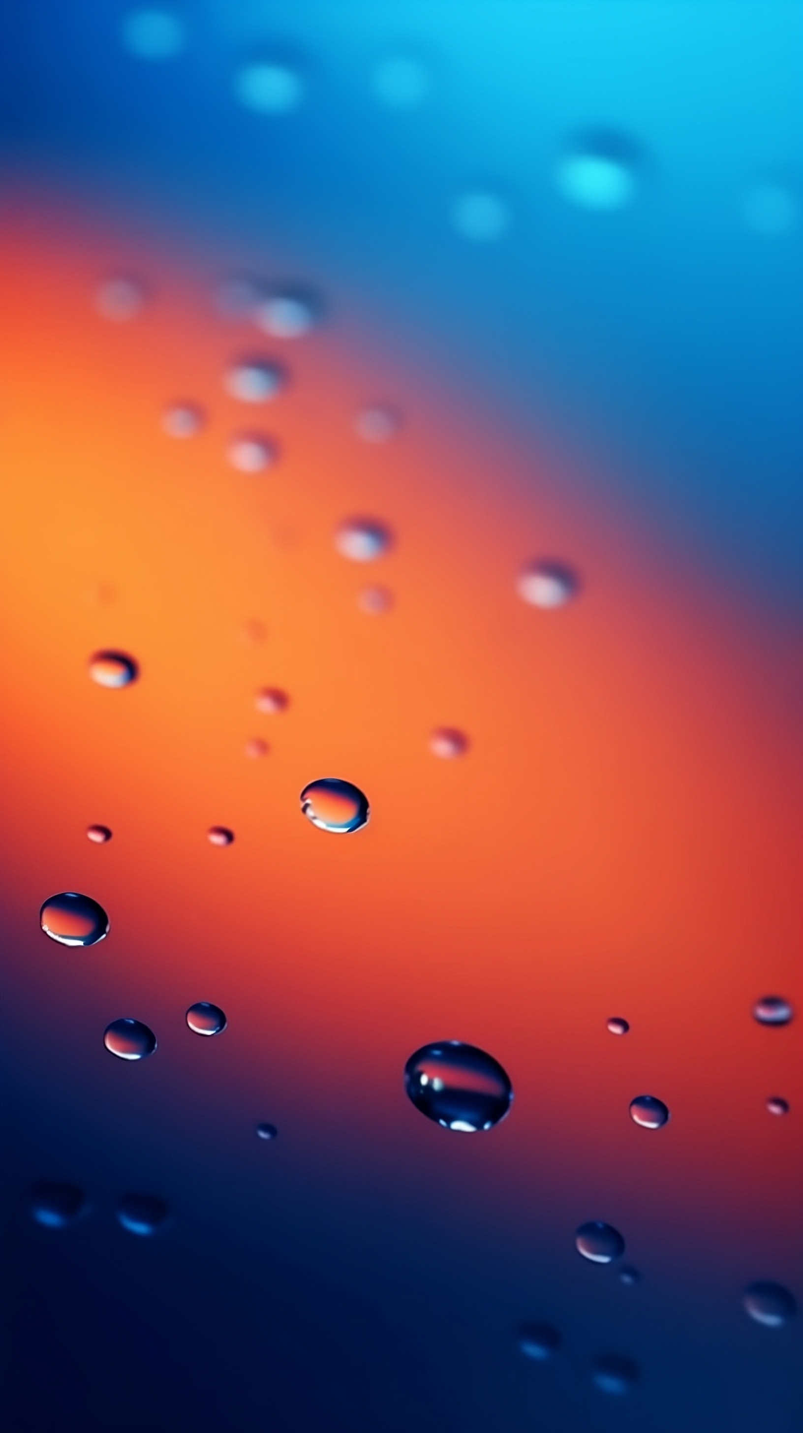 Rain droplets on blue orange gradient background