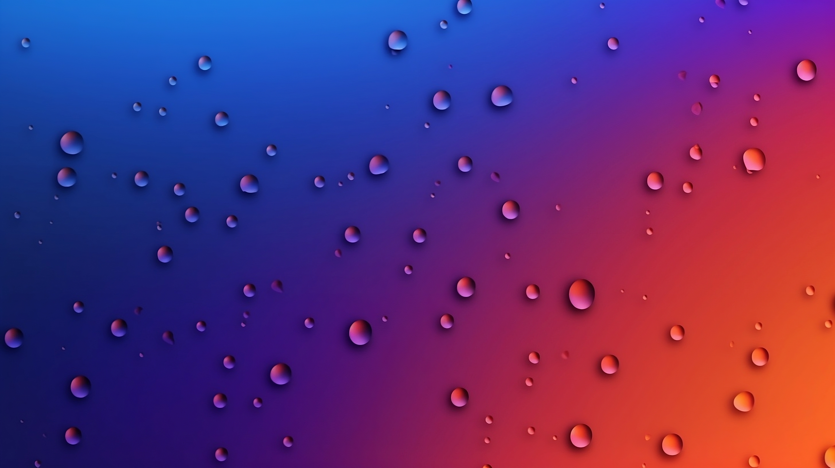 Rain droplets on blue purple orange gradient background