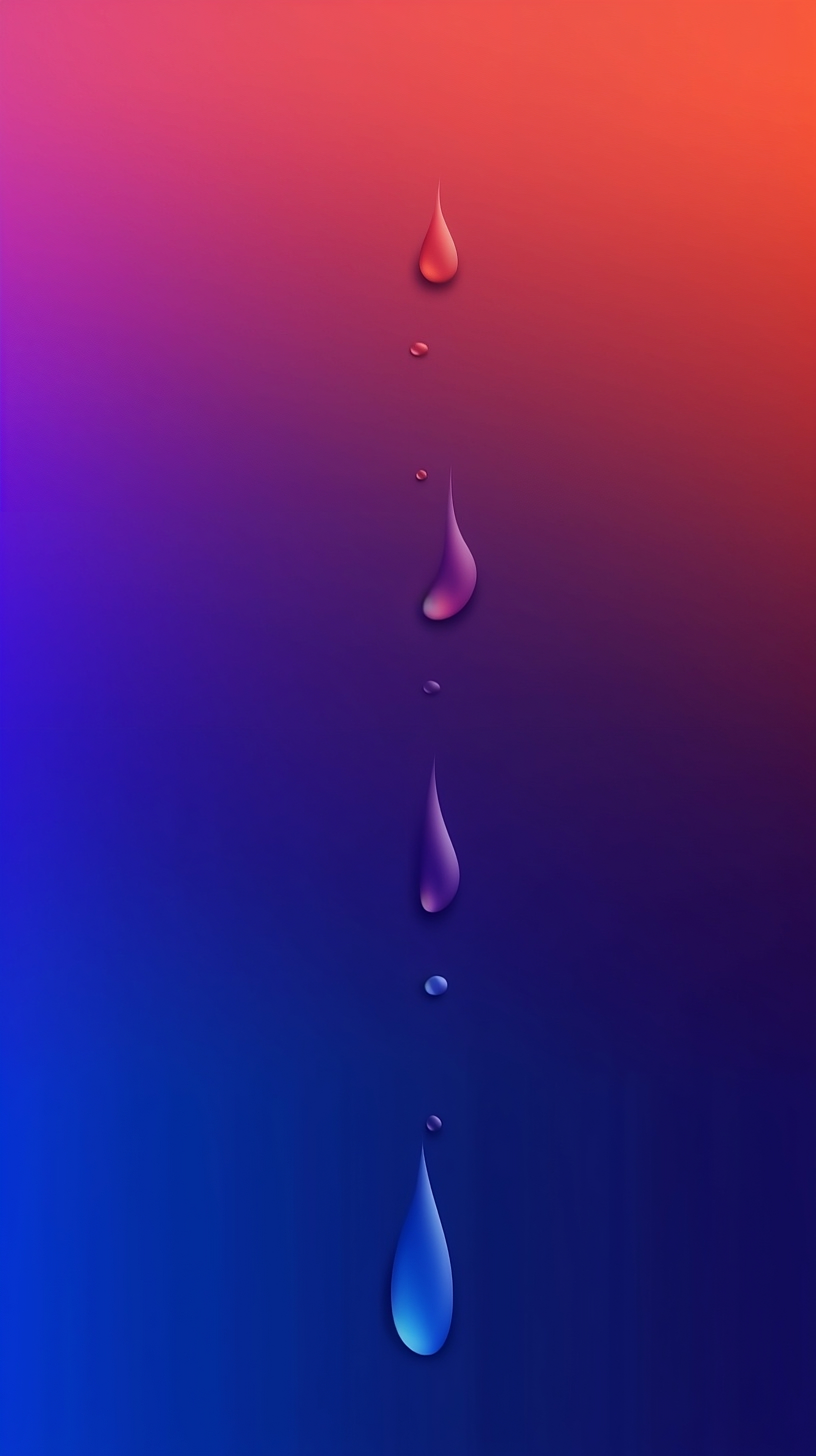 Rain droplets on blue purple orange gradient background