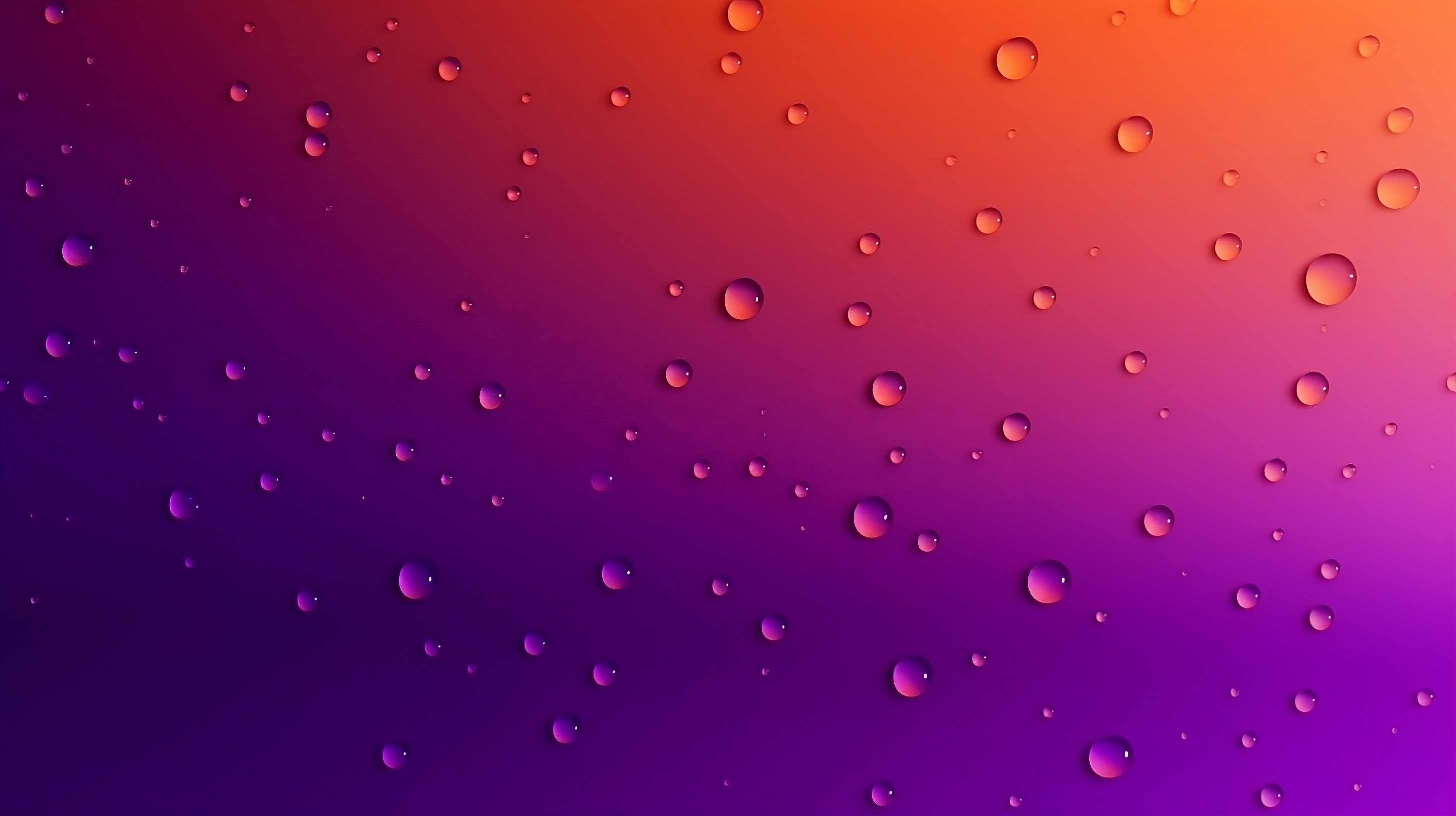 Rain droplets on blue purple orange gradient background