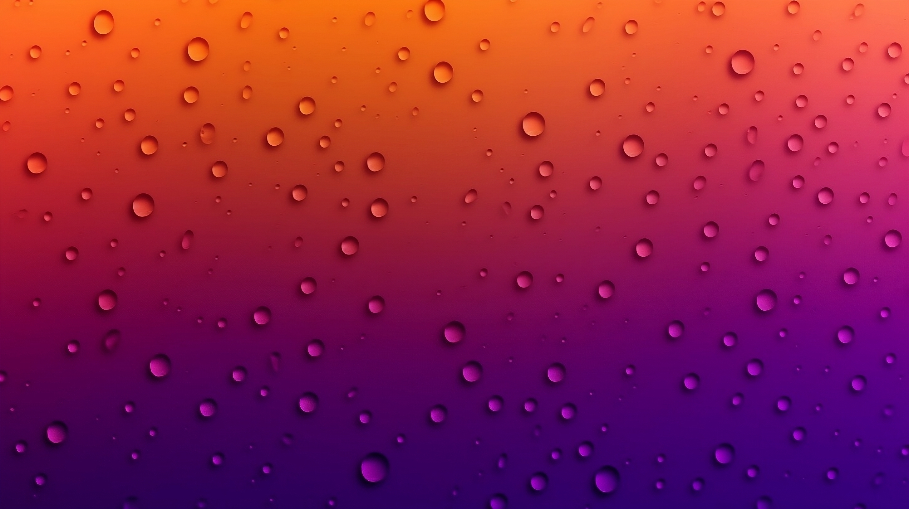 Rain droplets on blue purple orange gradient background