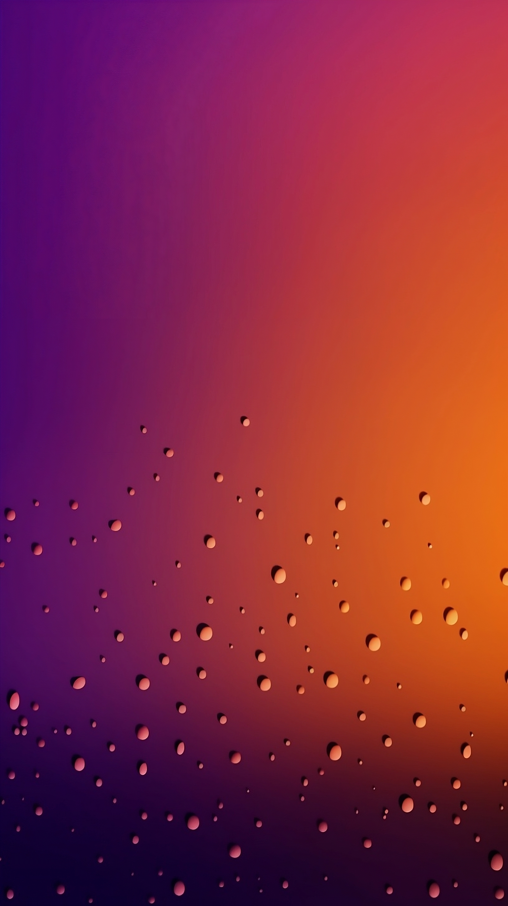 Rain droplets on purple orange gradient background