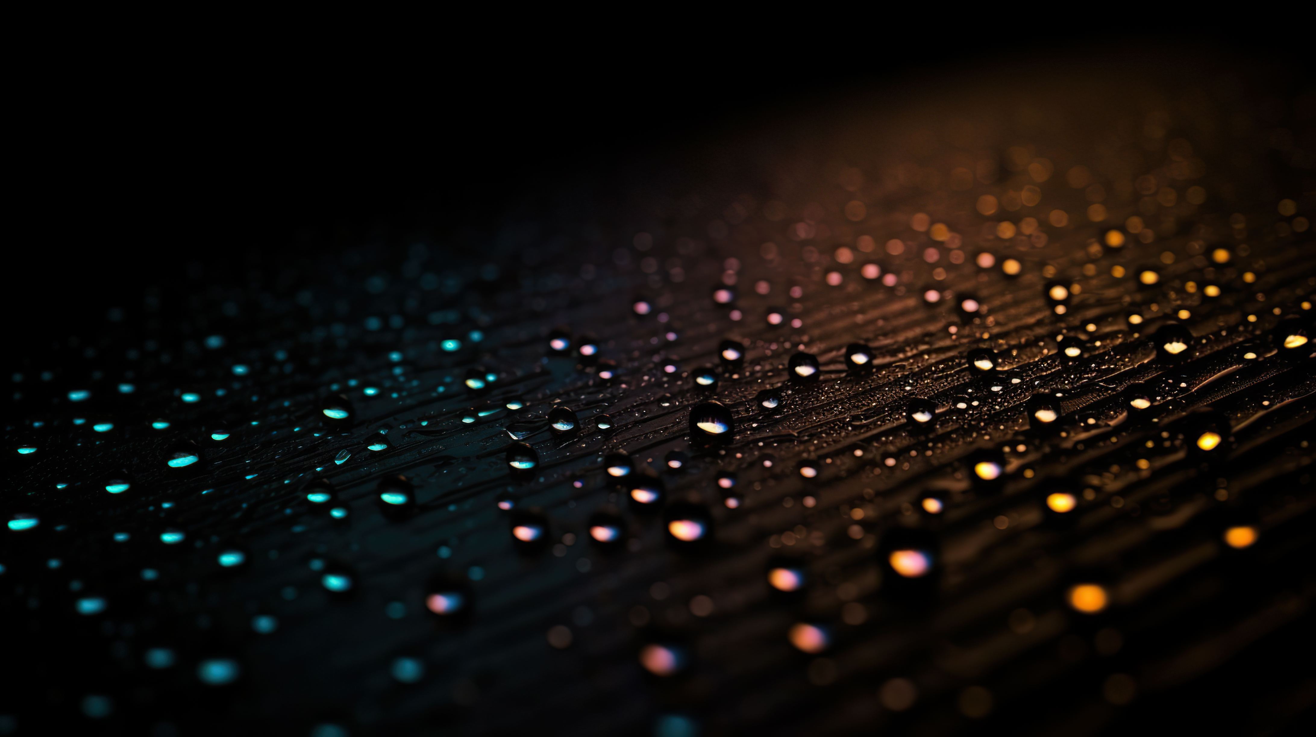 Small colorful raindrops dark background