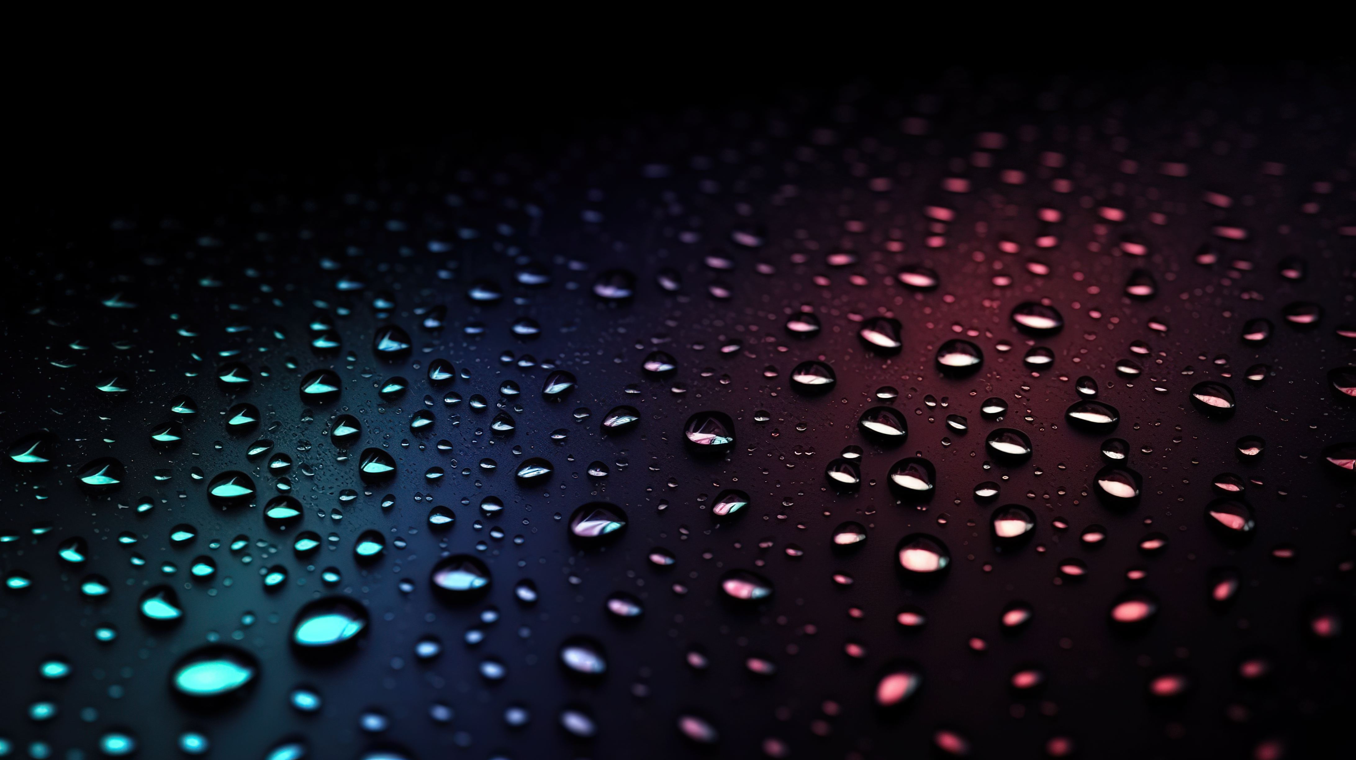 Small colorful raindrops dark background