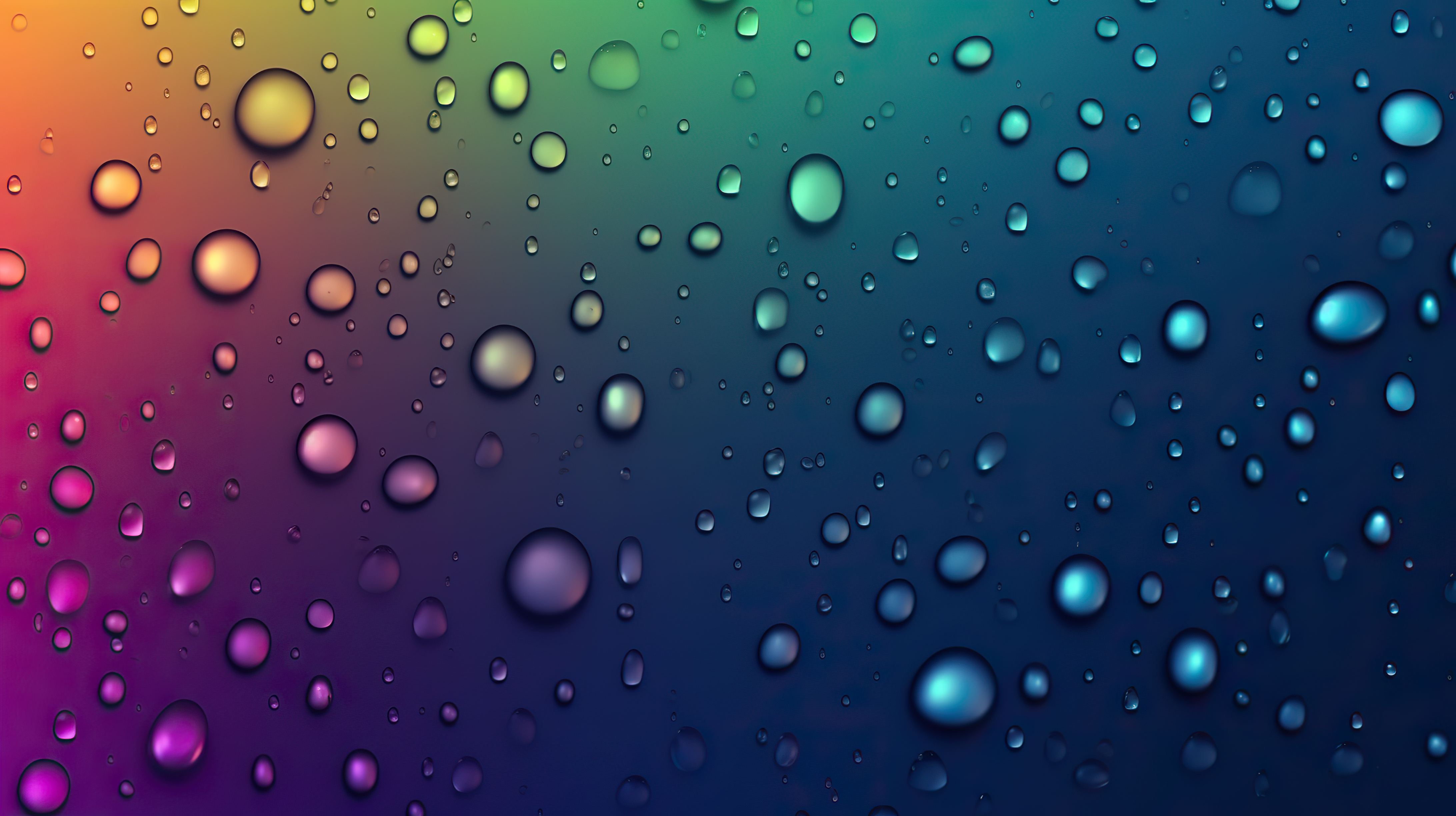 Small raindrops on the colorful gradient background