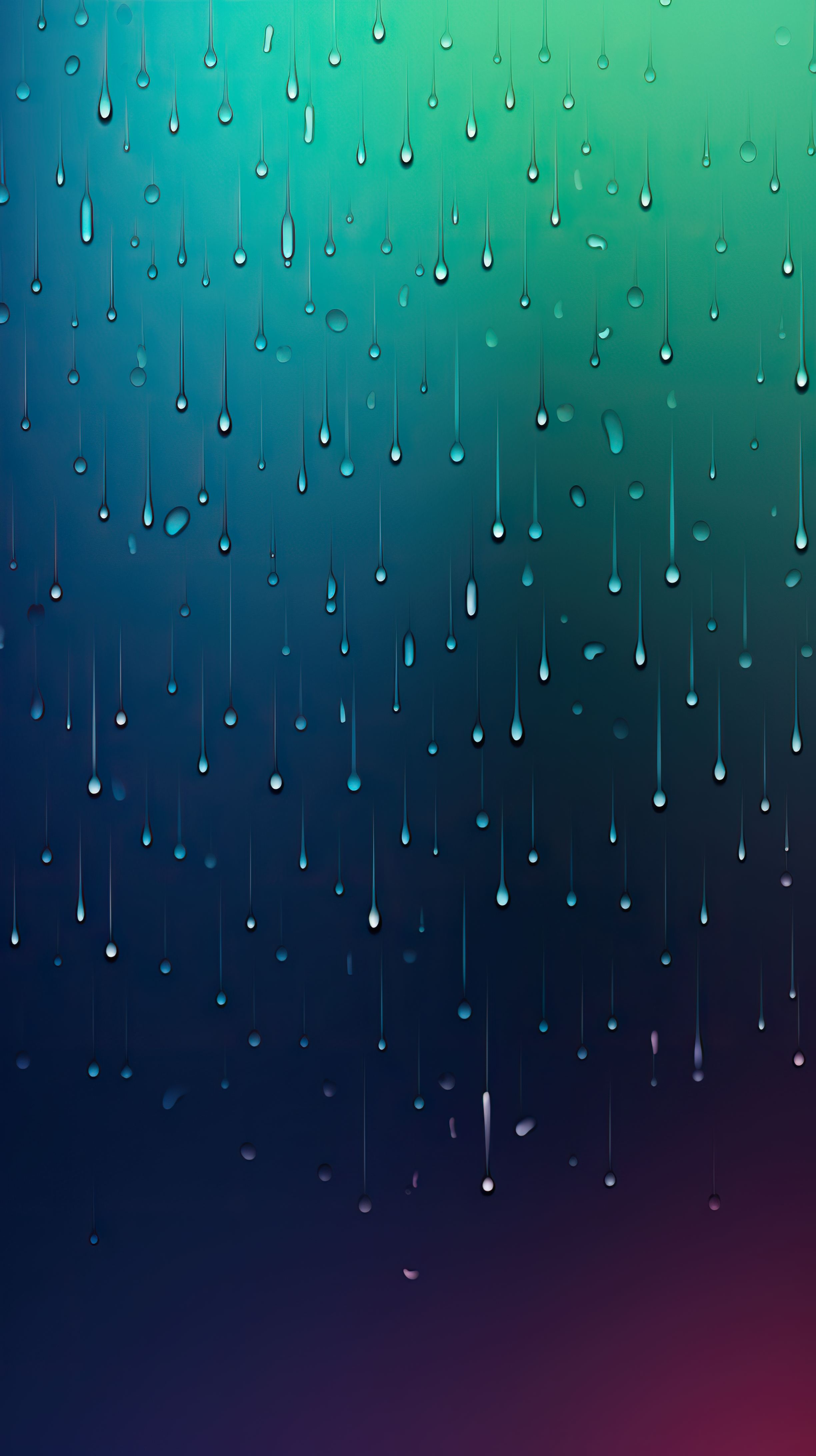 Small raindrops on the cyan blue green purple gradient background