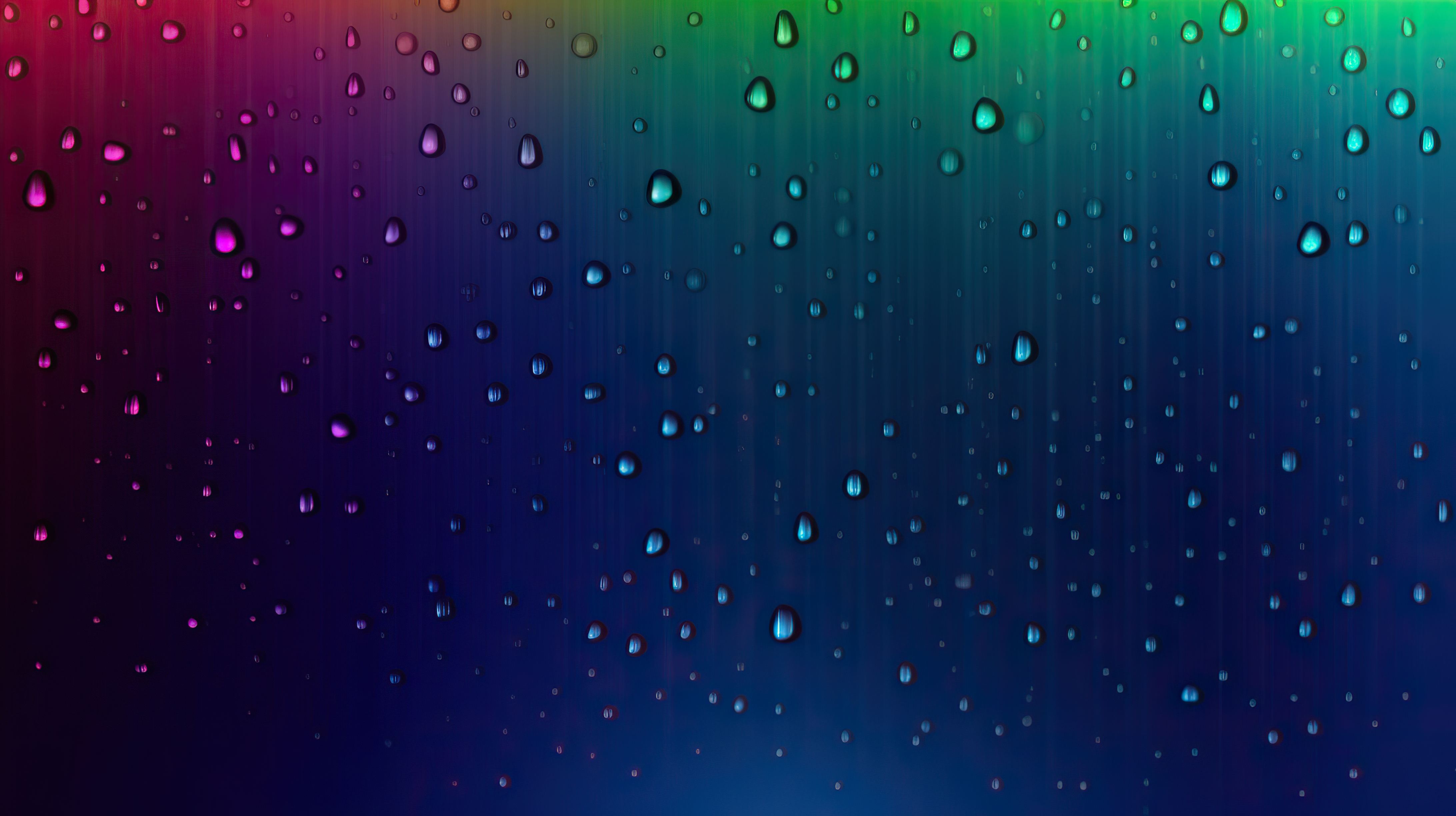 Small raindrops on the cyan blue green purple gradient background