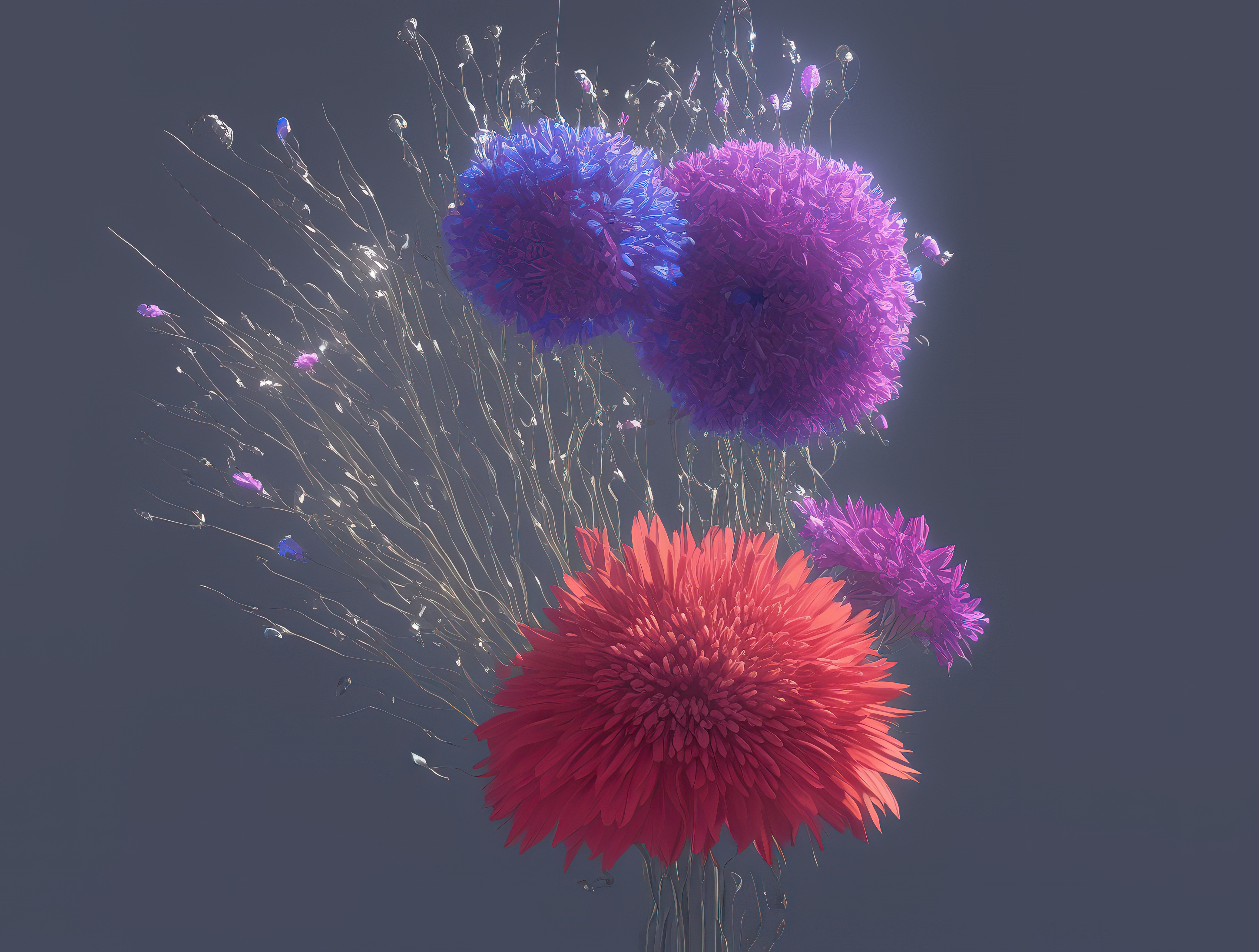 Stunning Bouquet of Fantasy Colorful Flowers, AI generative