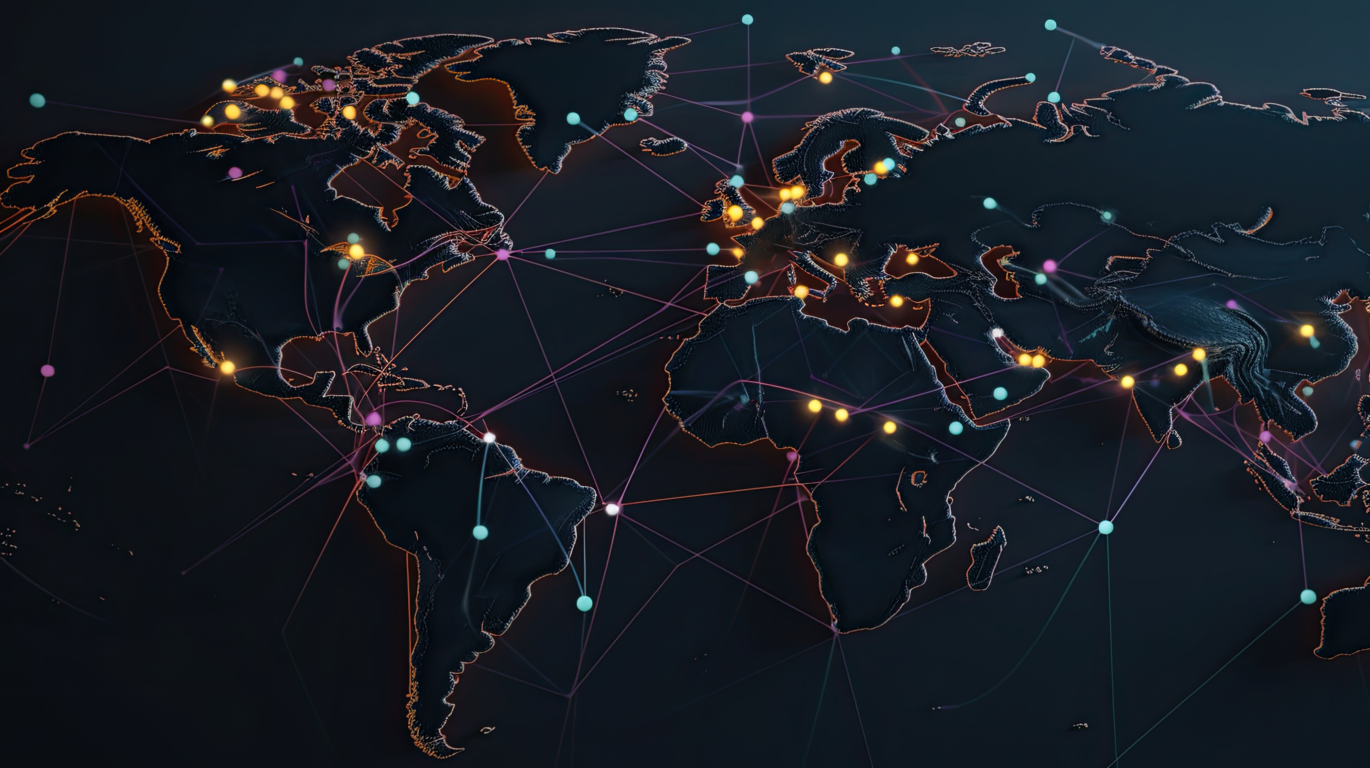 Abstract mash line and point Scales on hexagon dark background with Map World. Wire frame 3D mesh polygonal network line, design sphere, dot and structure