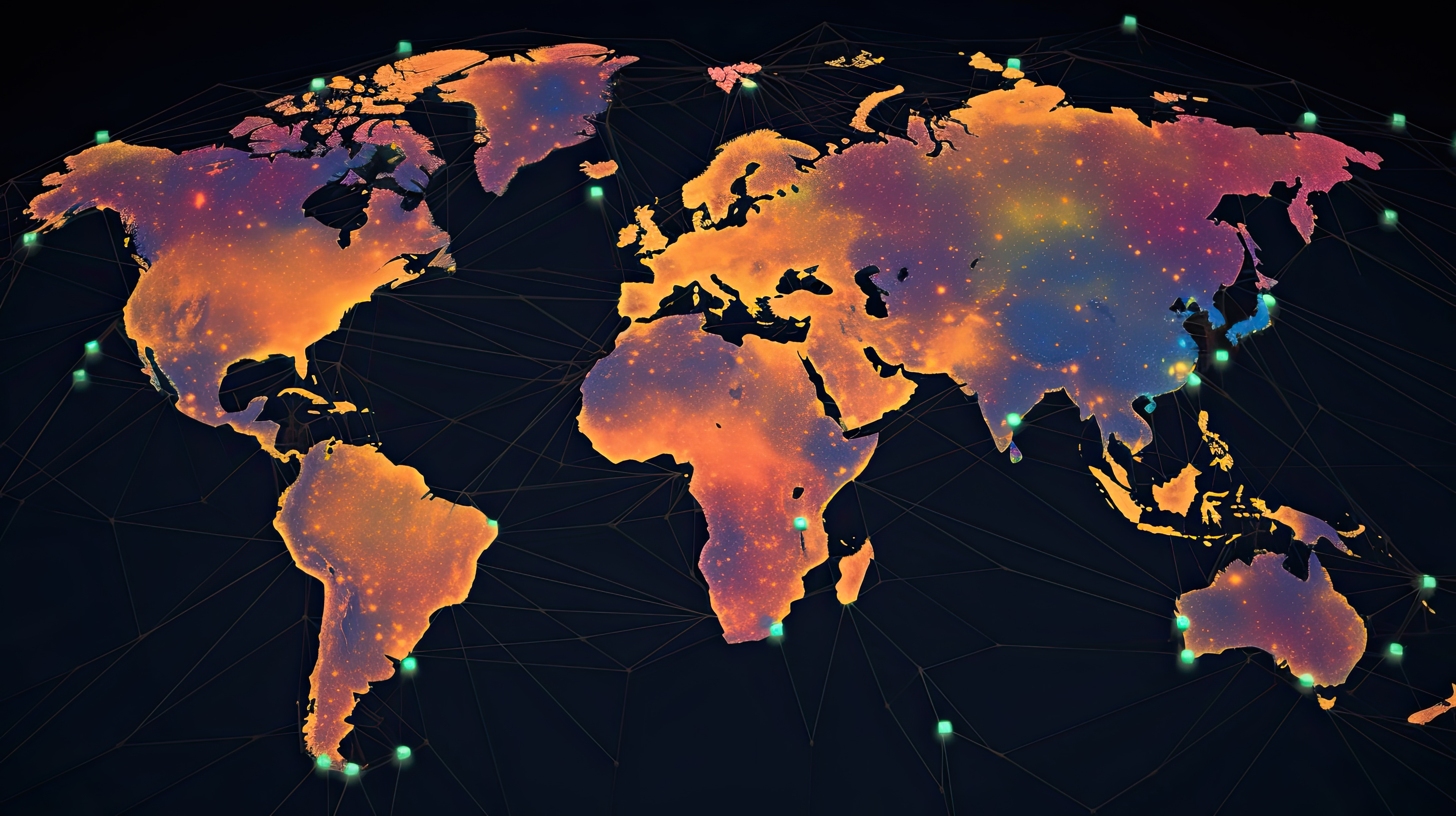 Abstract mash line and point Scales on hexagon dark background with Map World. Wire frame 3D mesh polygonal network line, design sphere, dot and structure