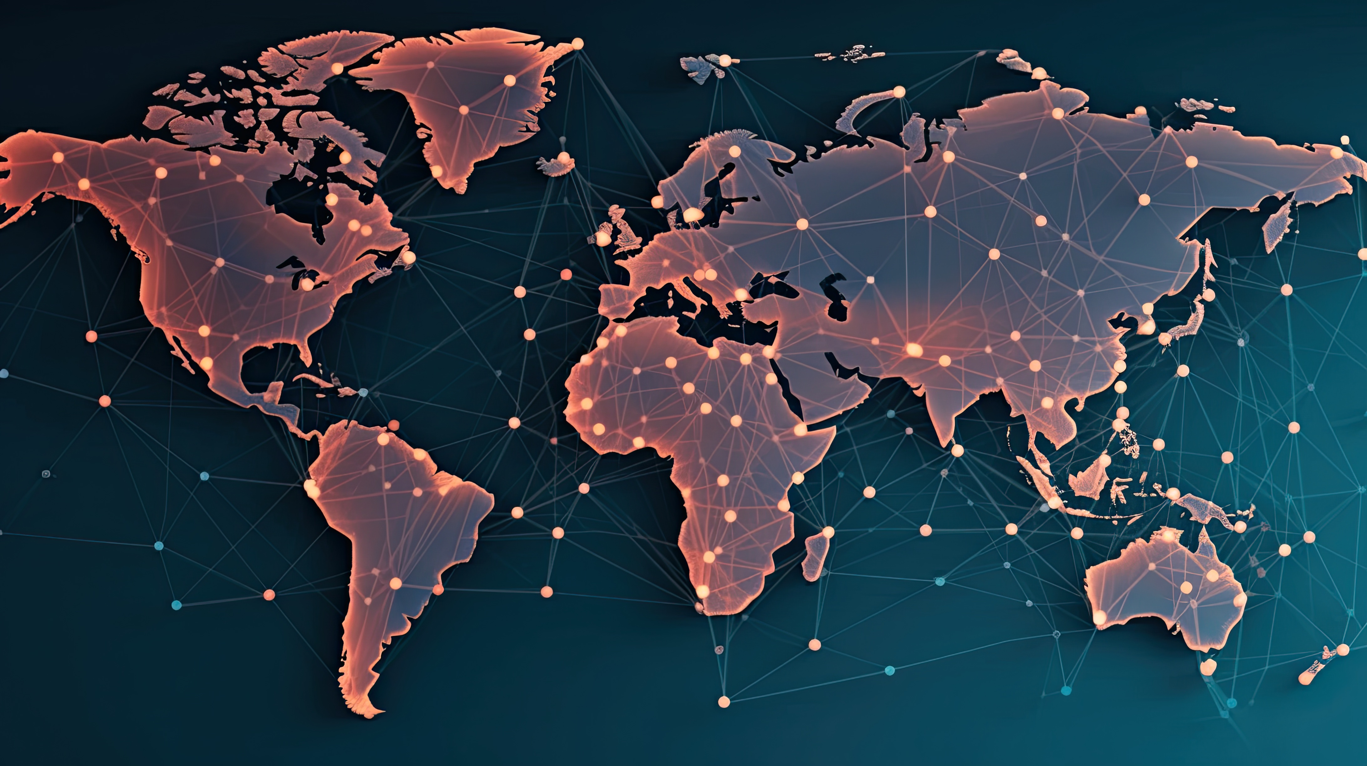 Abstract mash line and point Scales on hexagon dark background with Map World. Wire frame 3D mesh polygonal network line, design sphere, dot and structure