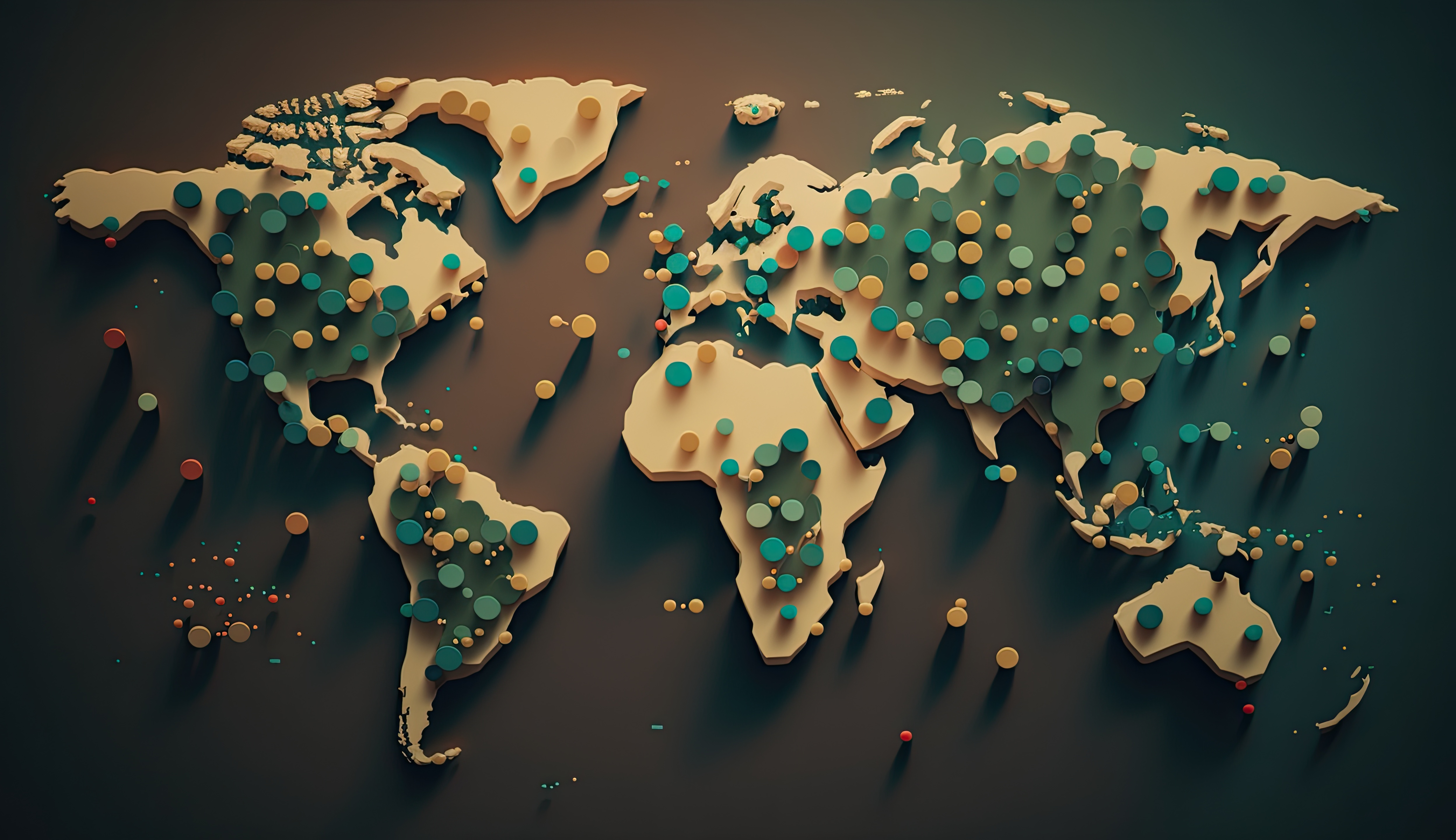 Abstract mash line and point Scales on hexagon dark background with Map World. Wire frame 3D mesh polygonal network line, design sphere, dot and structure