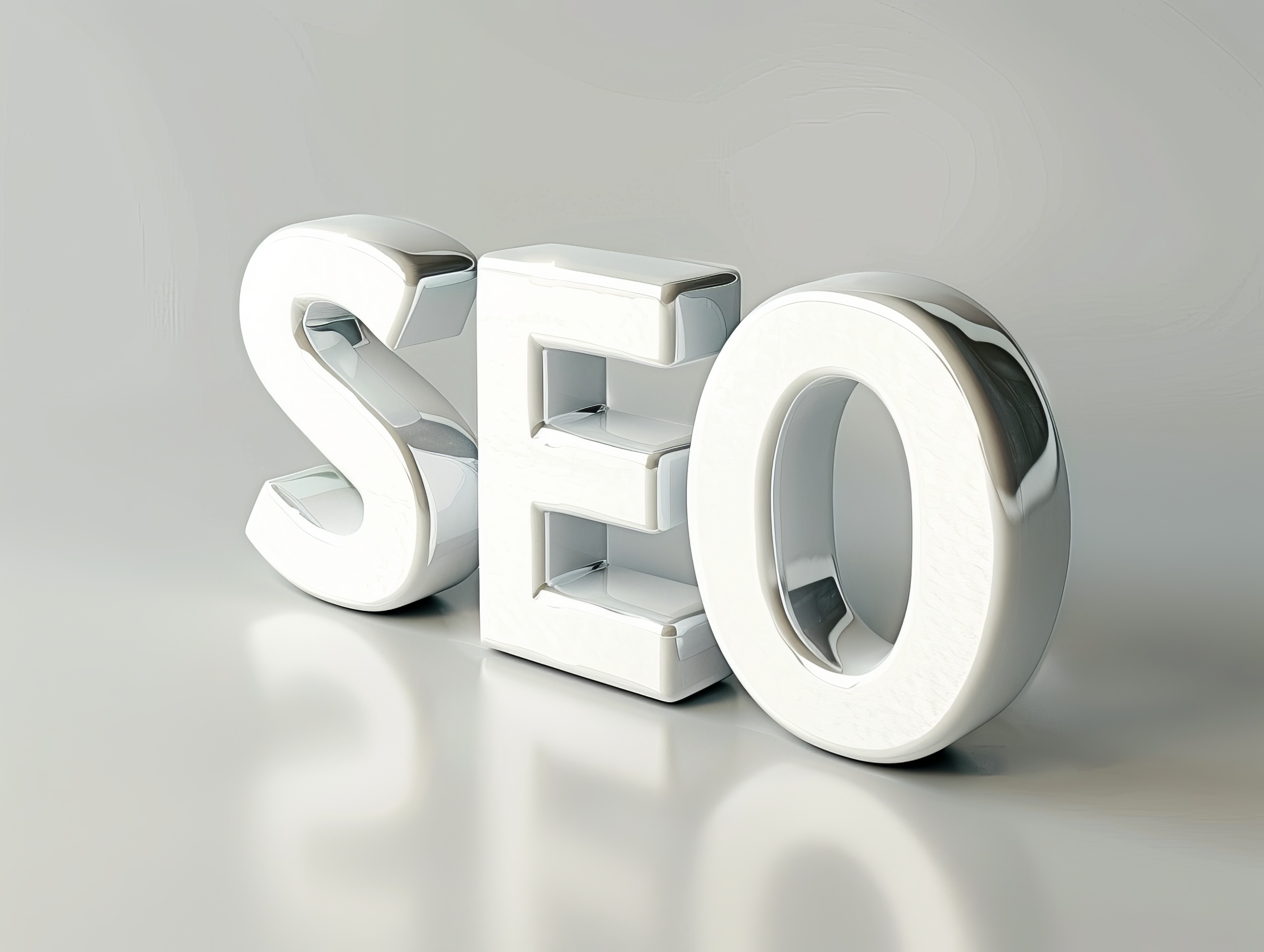 3D illustration of SEO text on white background