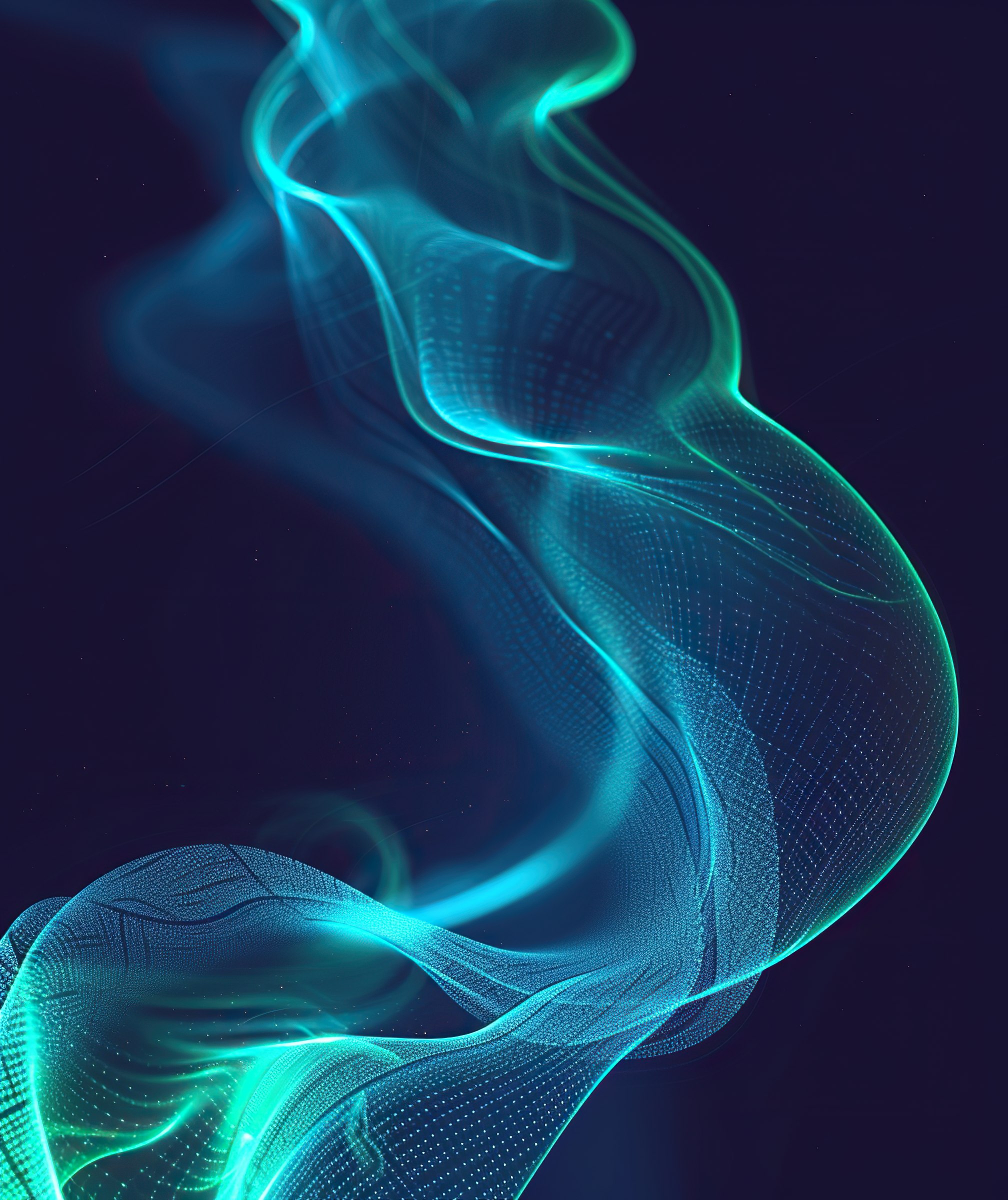 Abstract curved blue green, cyan line light effect