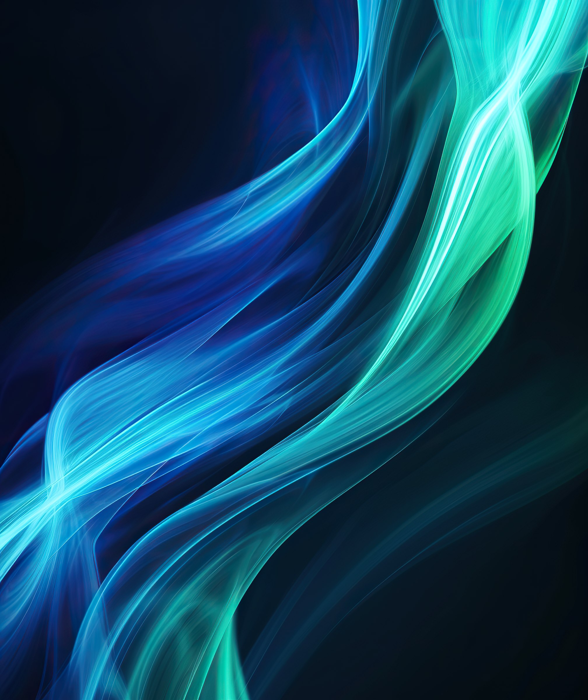 Abstract curved blue green, cyan line light effect