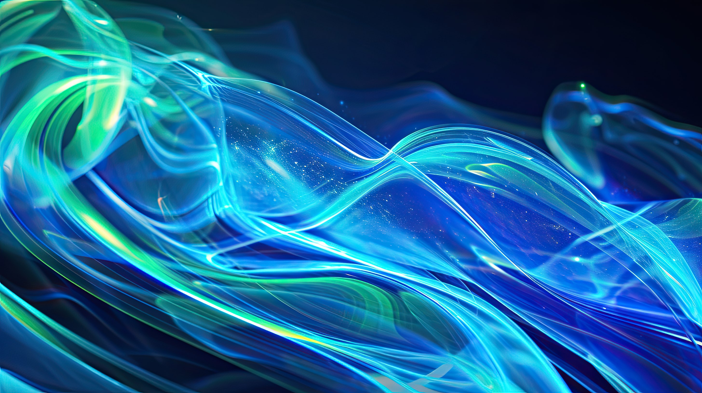 Abstract curved blue green, cyan line light effect