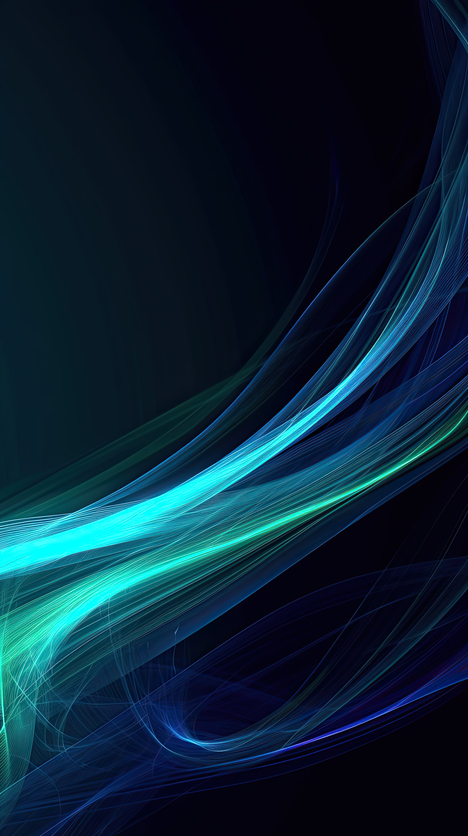 Abstract curved blue green, cyan line light effect