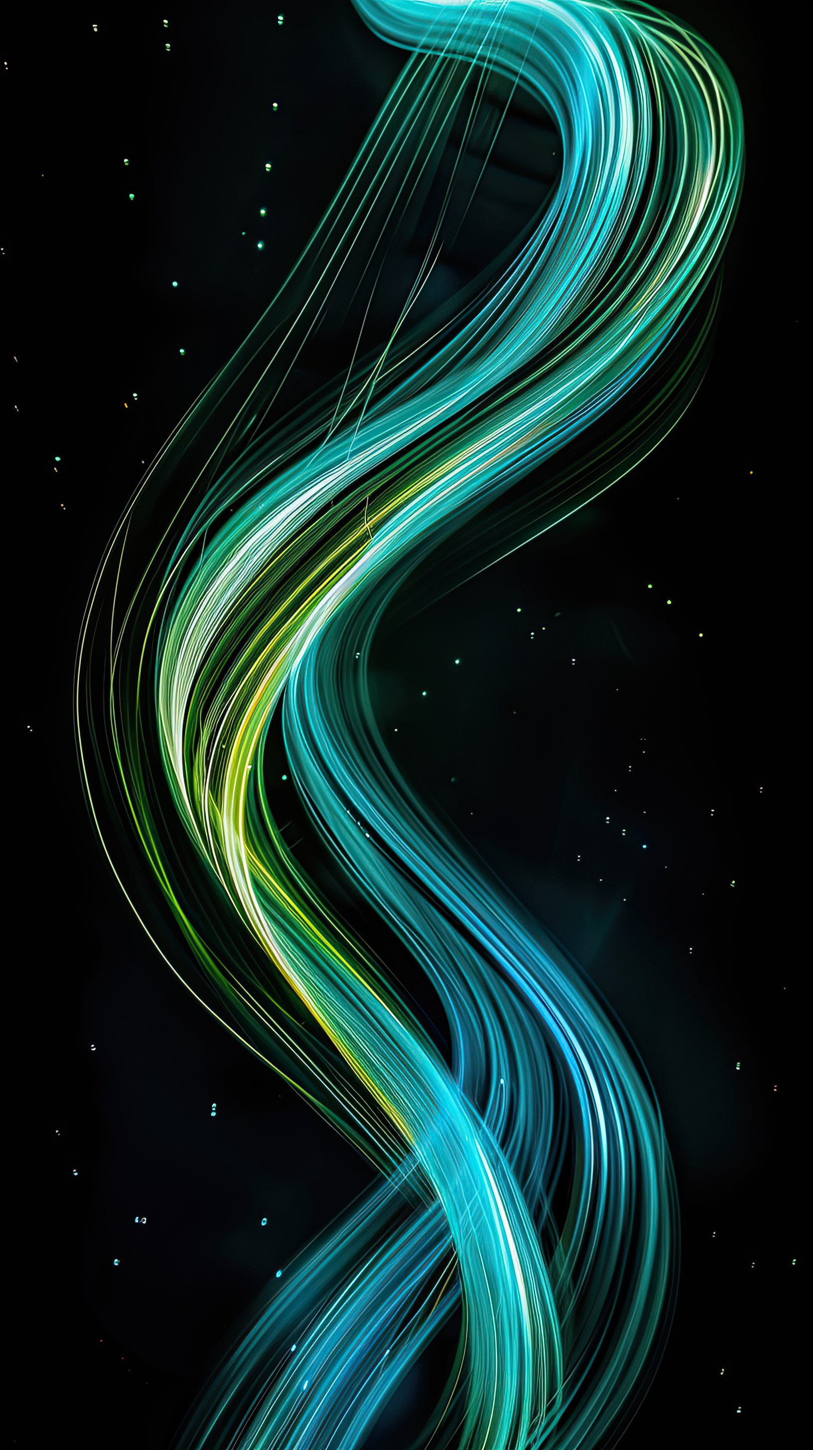 Abstract curved blue green, cyan line light effect