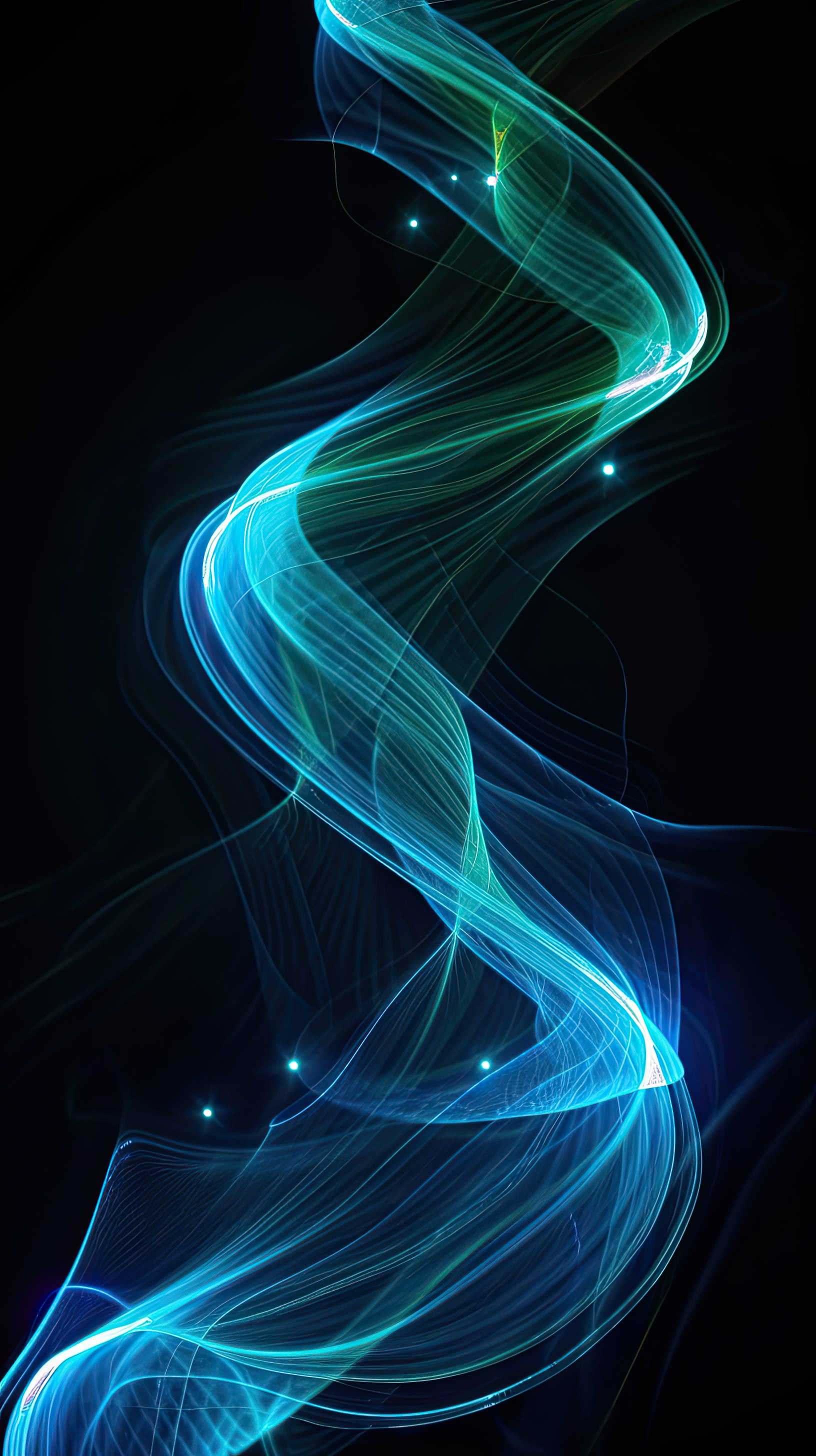 Abstract curved blue green, cyan line light effect