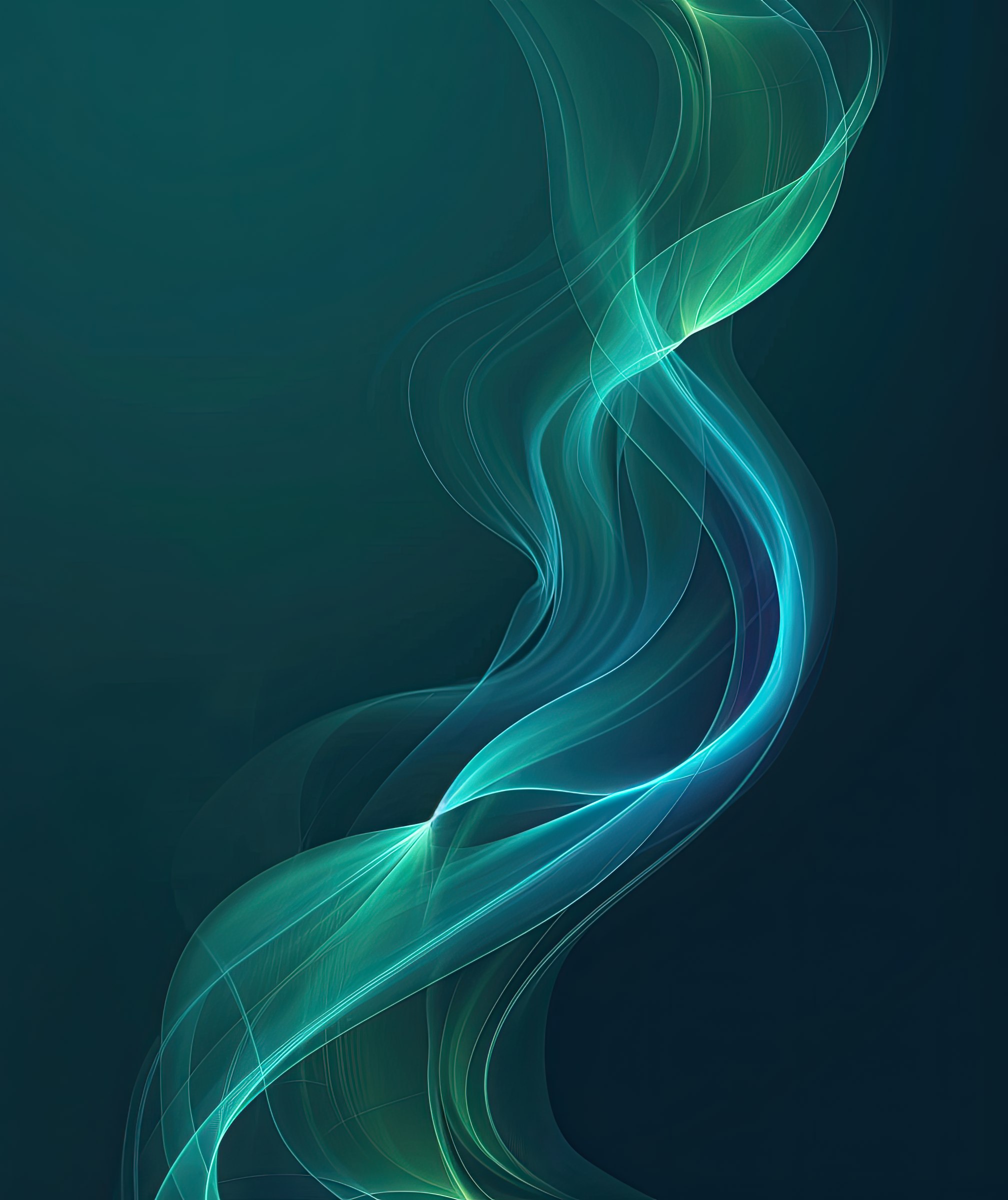 Abstract curved blue green, cyan line light effect