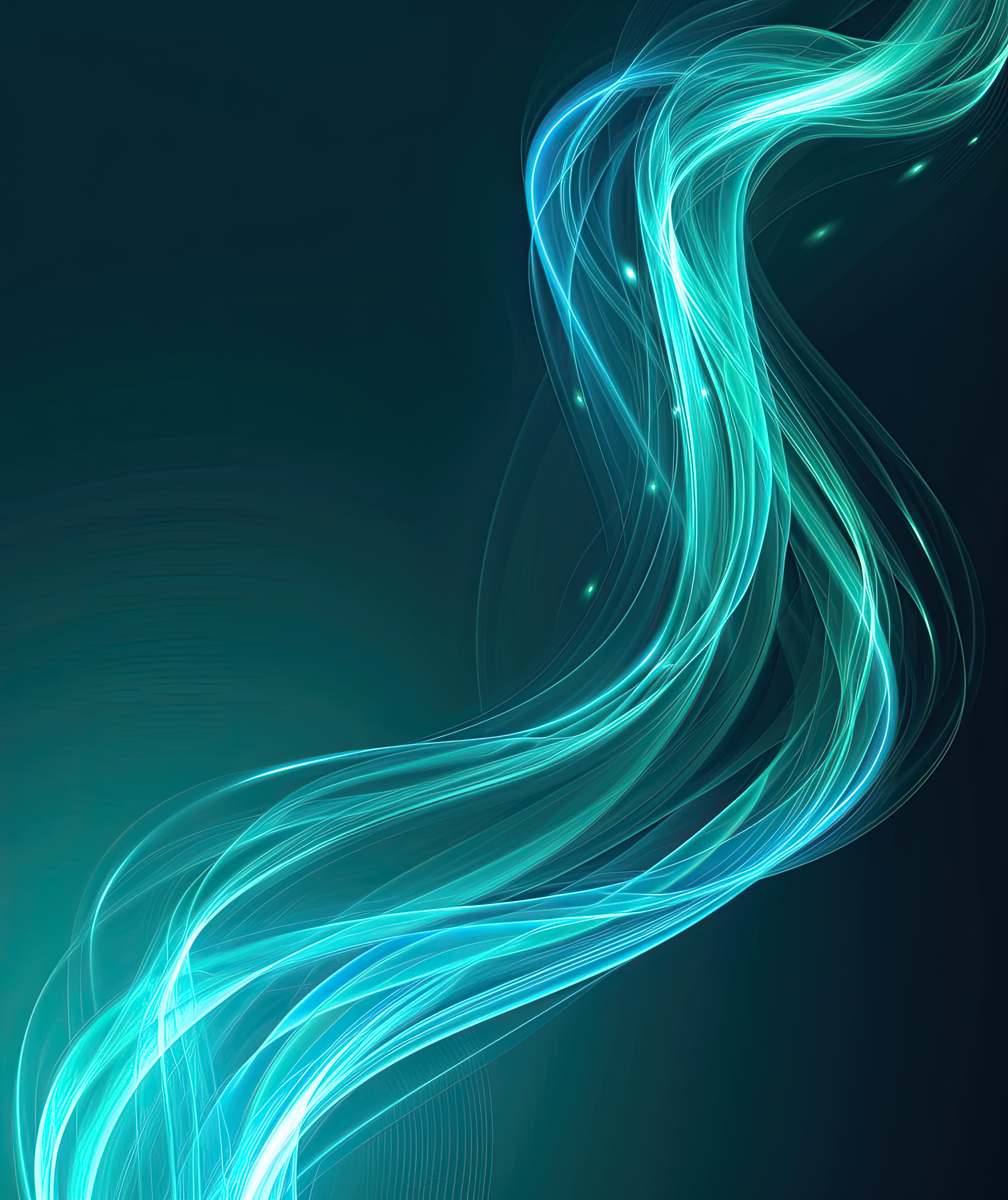 Abstract curved blue green, cyan line light effect