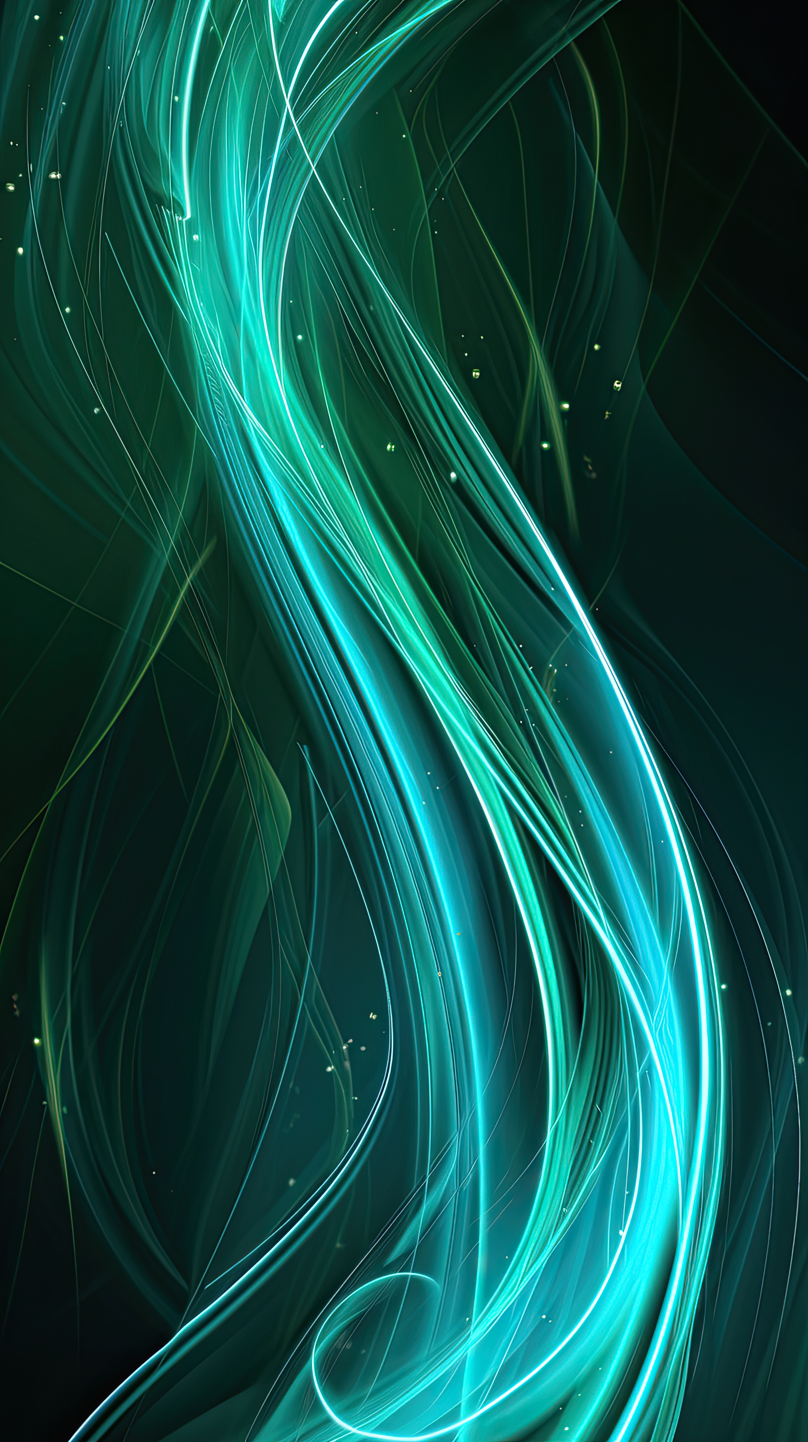 Abstract curved blue green, cyan line light effect