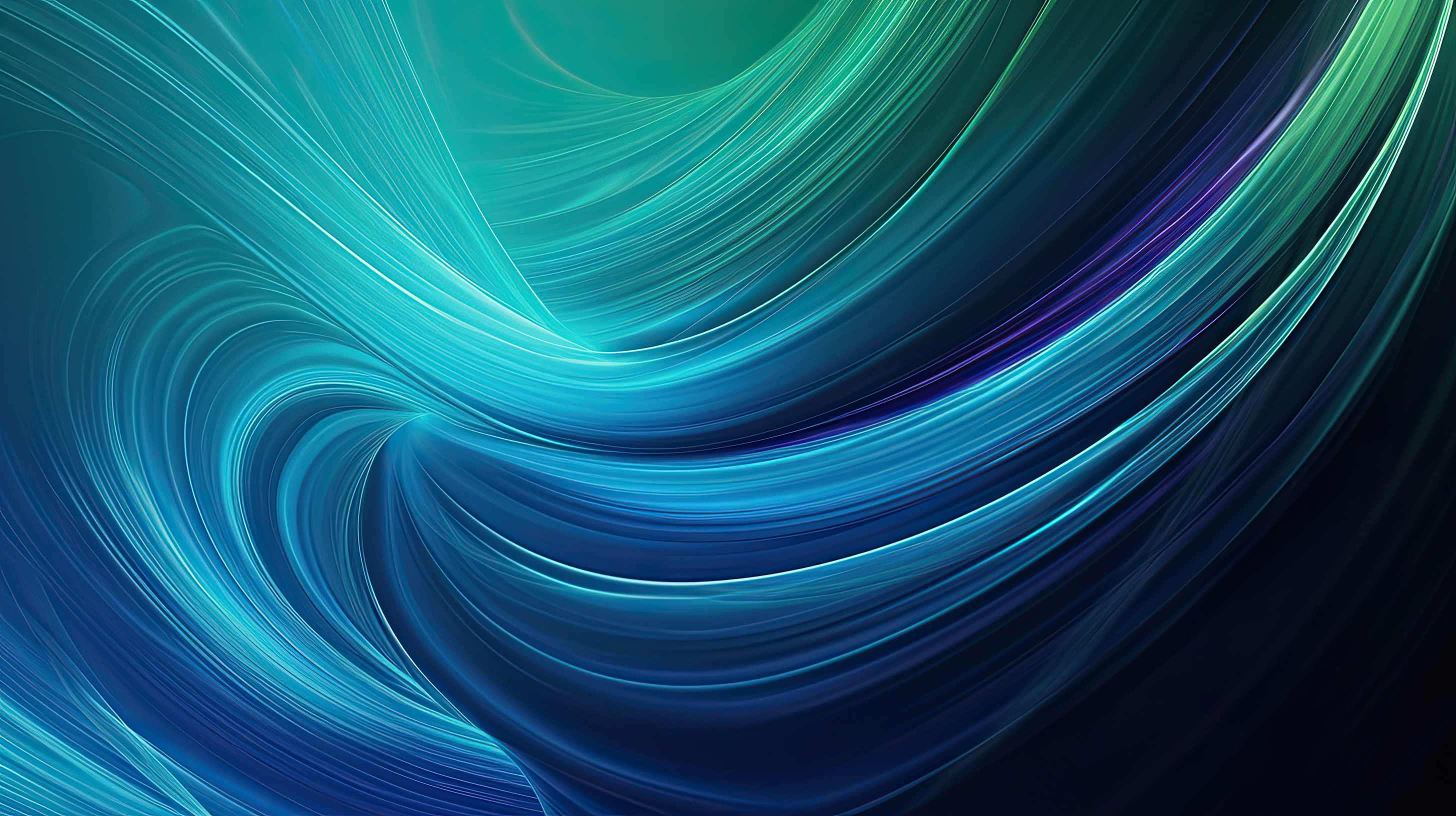 Abstract curved blue green, cyan line light effect