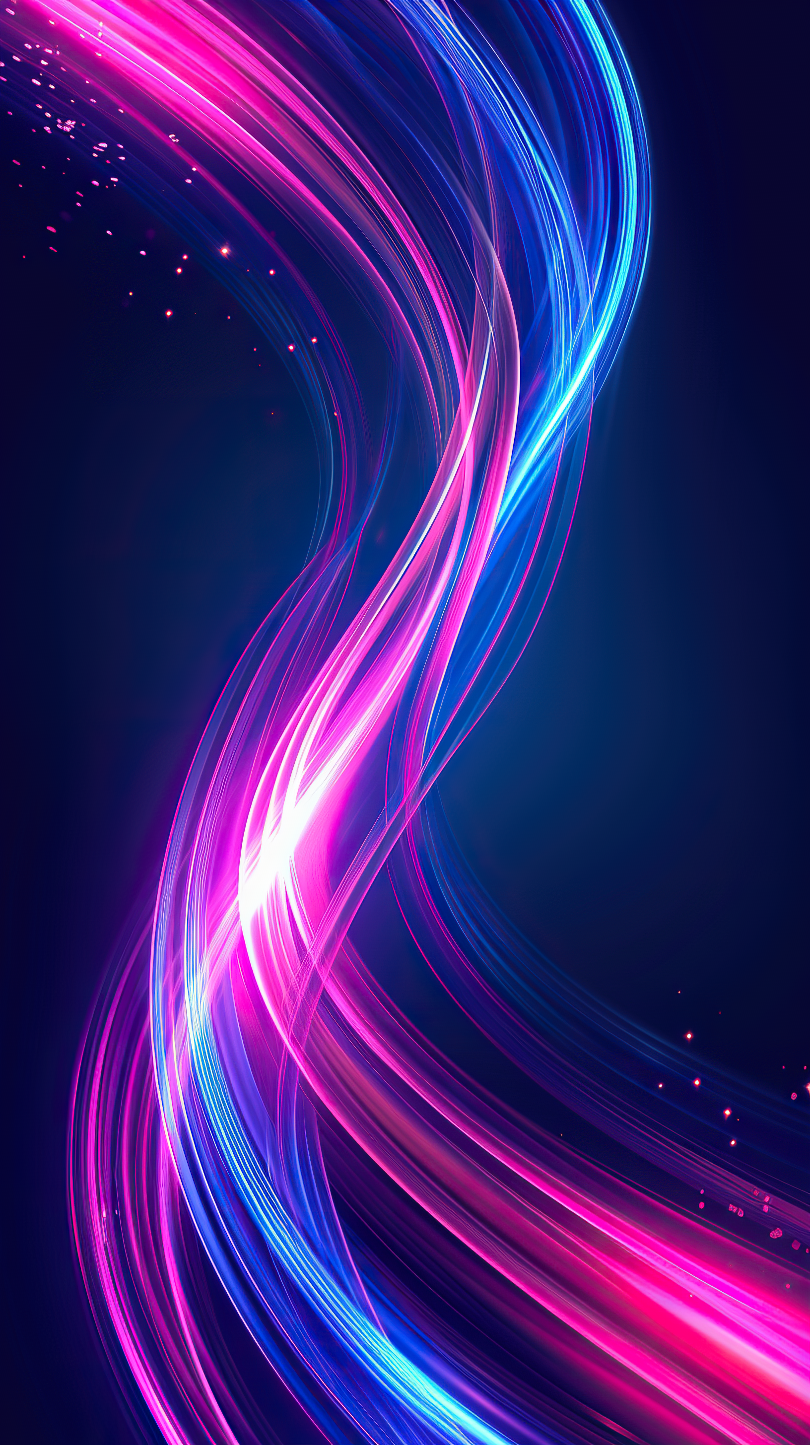 Abstract curved blue purple, pink line light effect