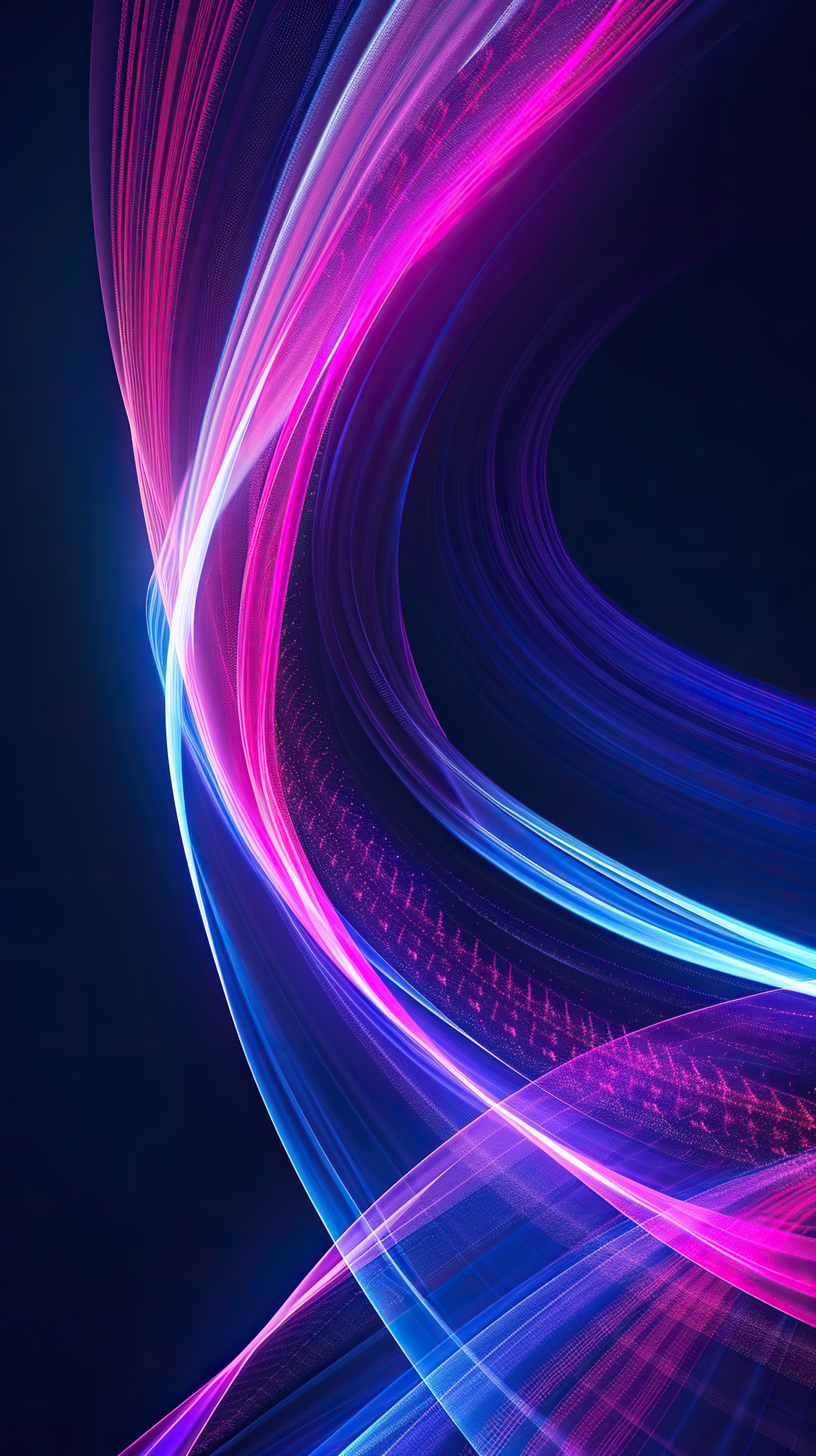 Abstract curved blue purple, pink line light effect