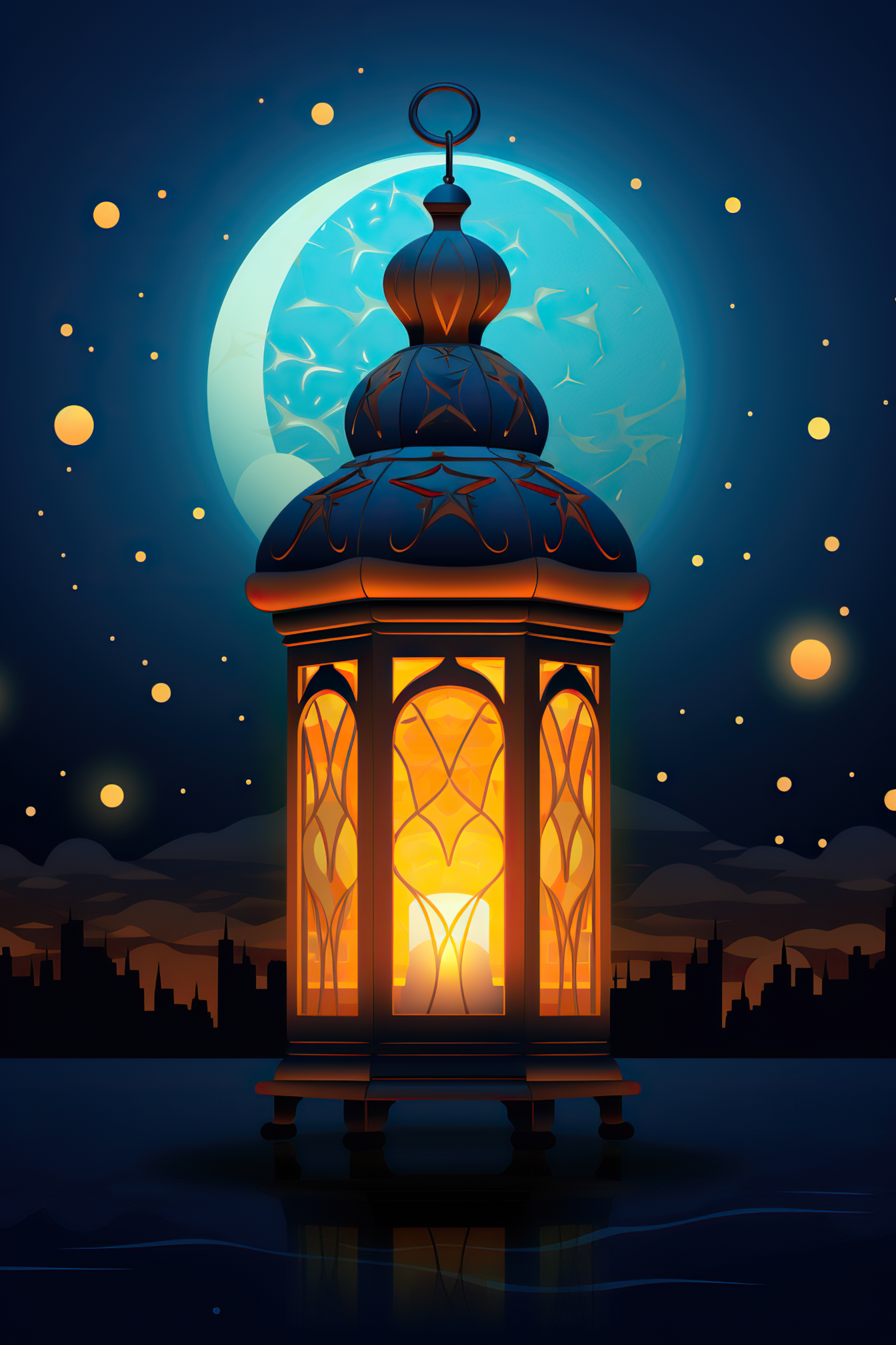 Arabic lantern of ramadan celebration background