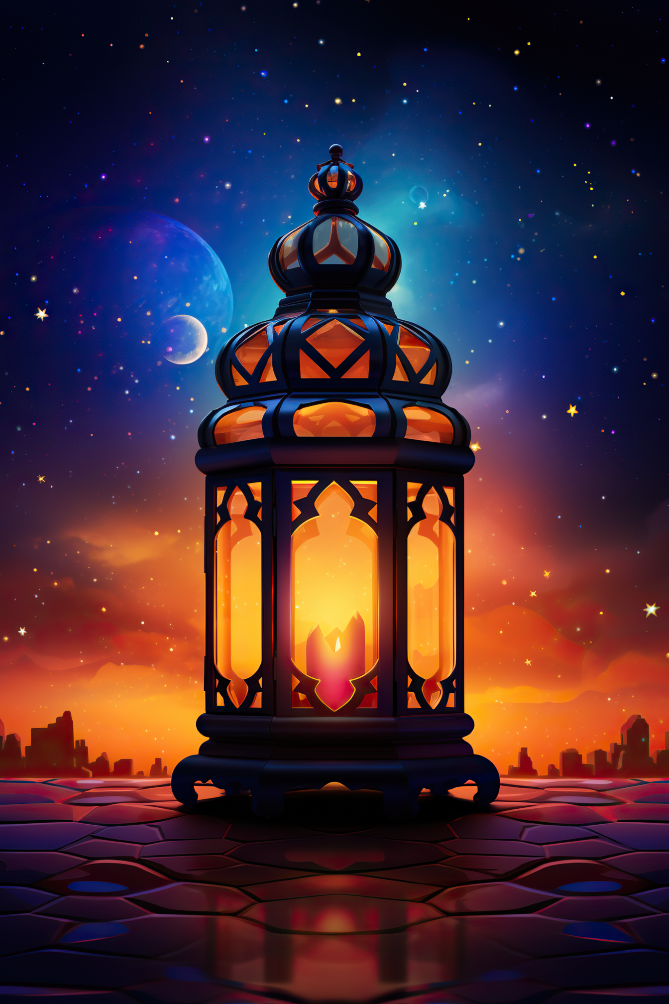 Arabic lantern of ramadan celebration background