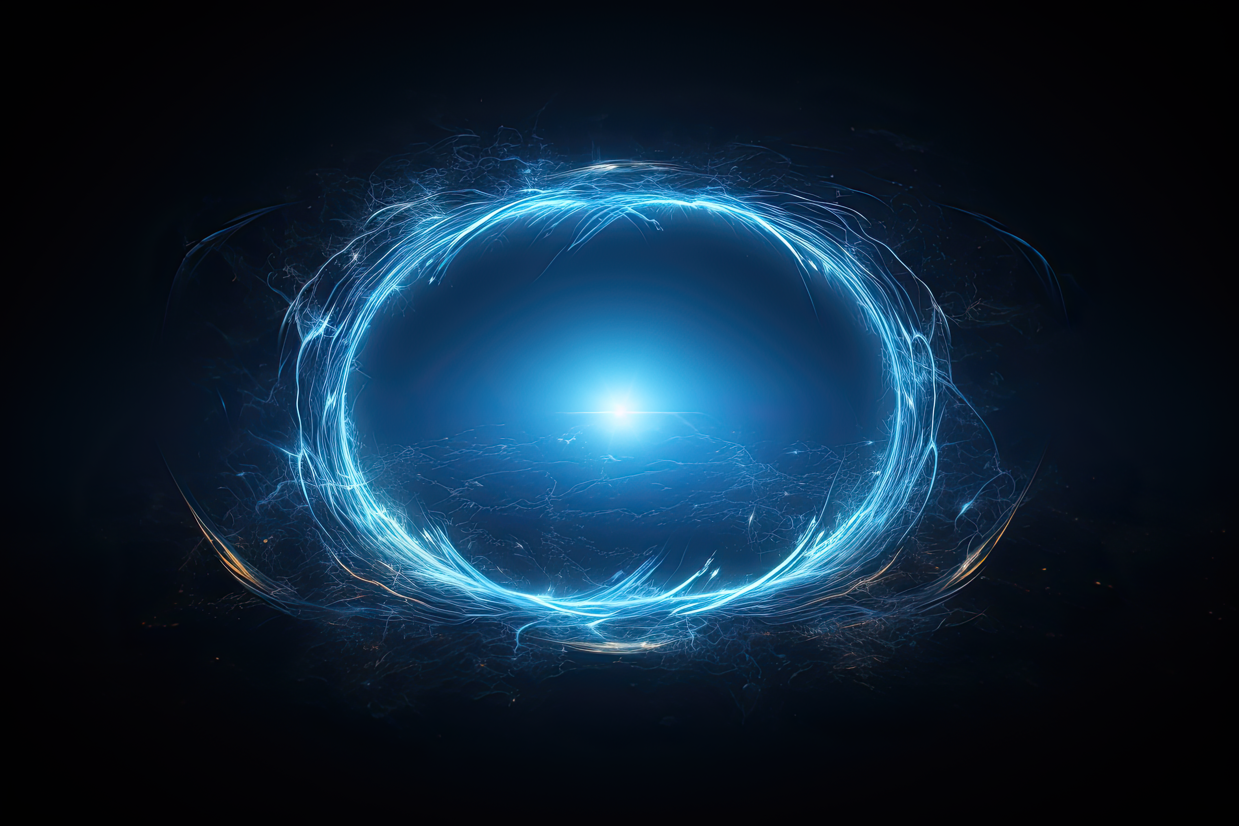 Circular blue aura on dark isolated background