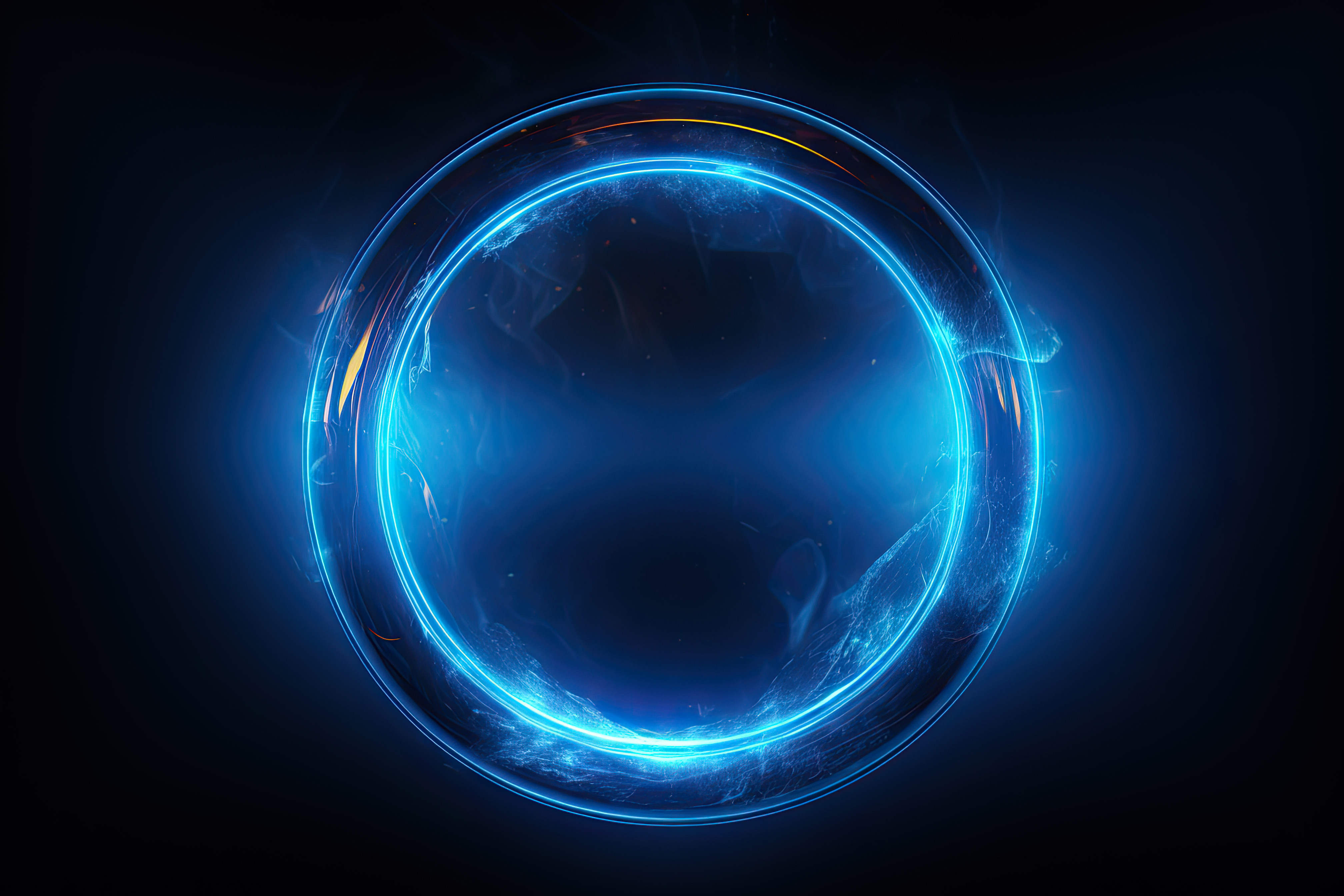 Circular blue aura on dark isolated background