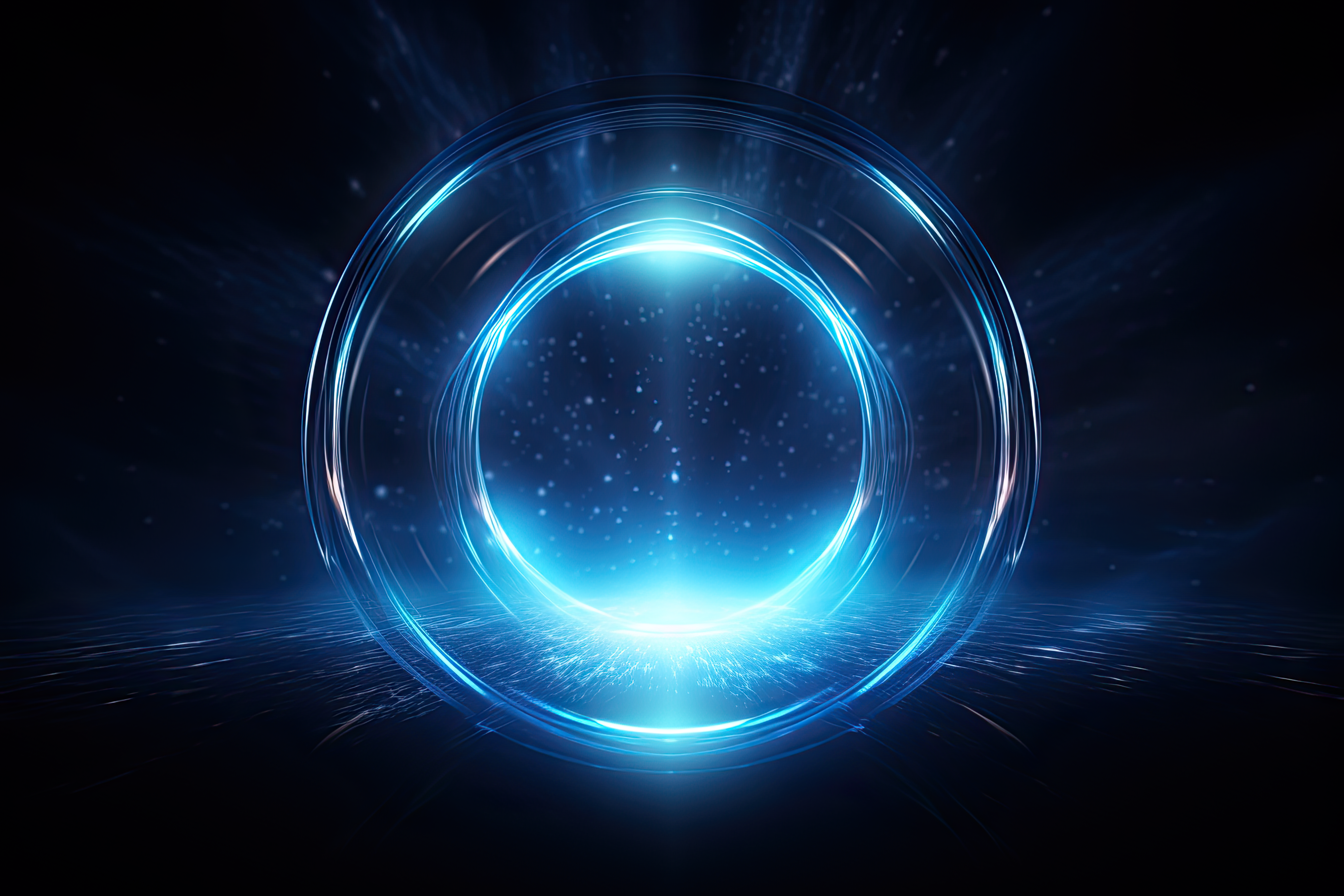 Circular blue aura on dark isolated background