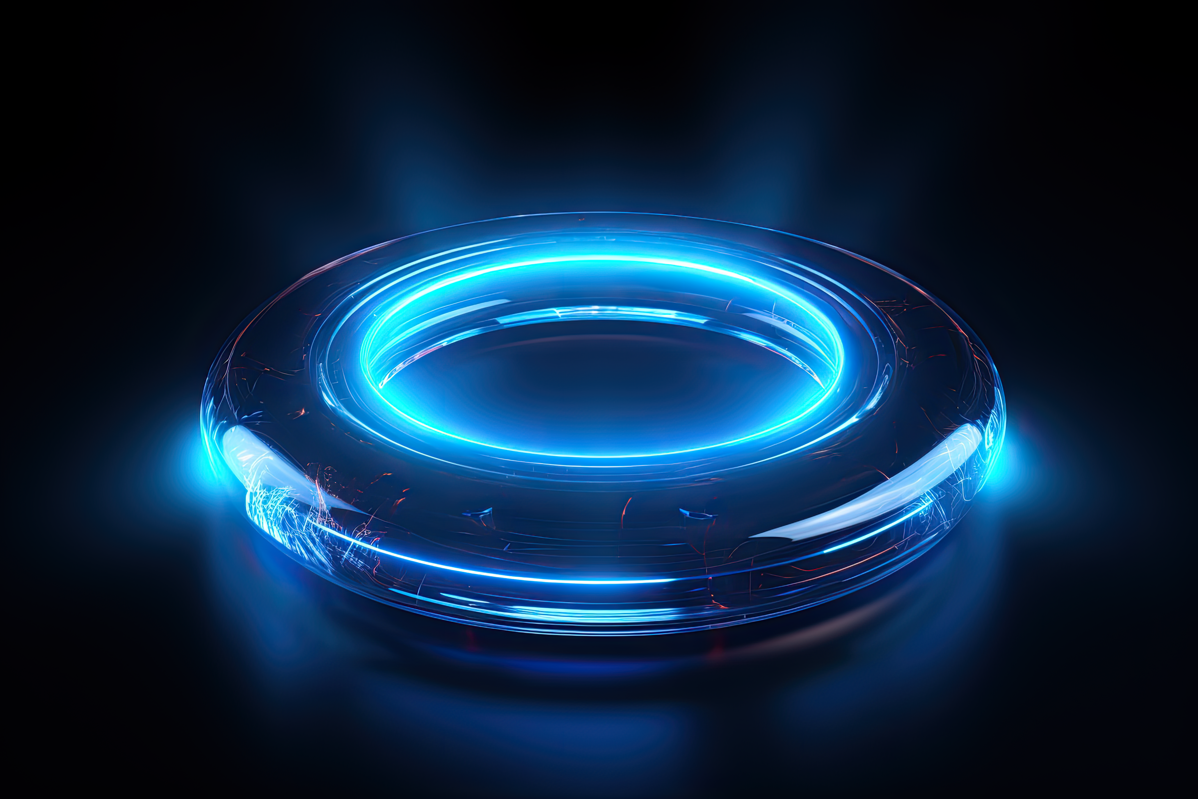 Circular blue aura on dark isolated background