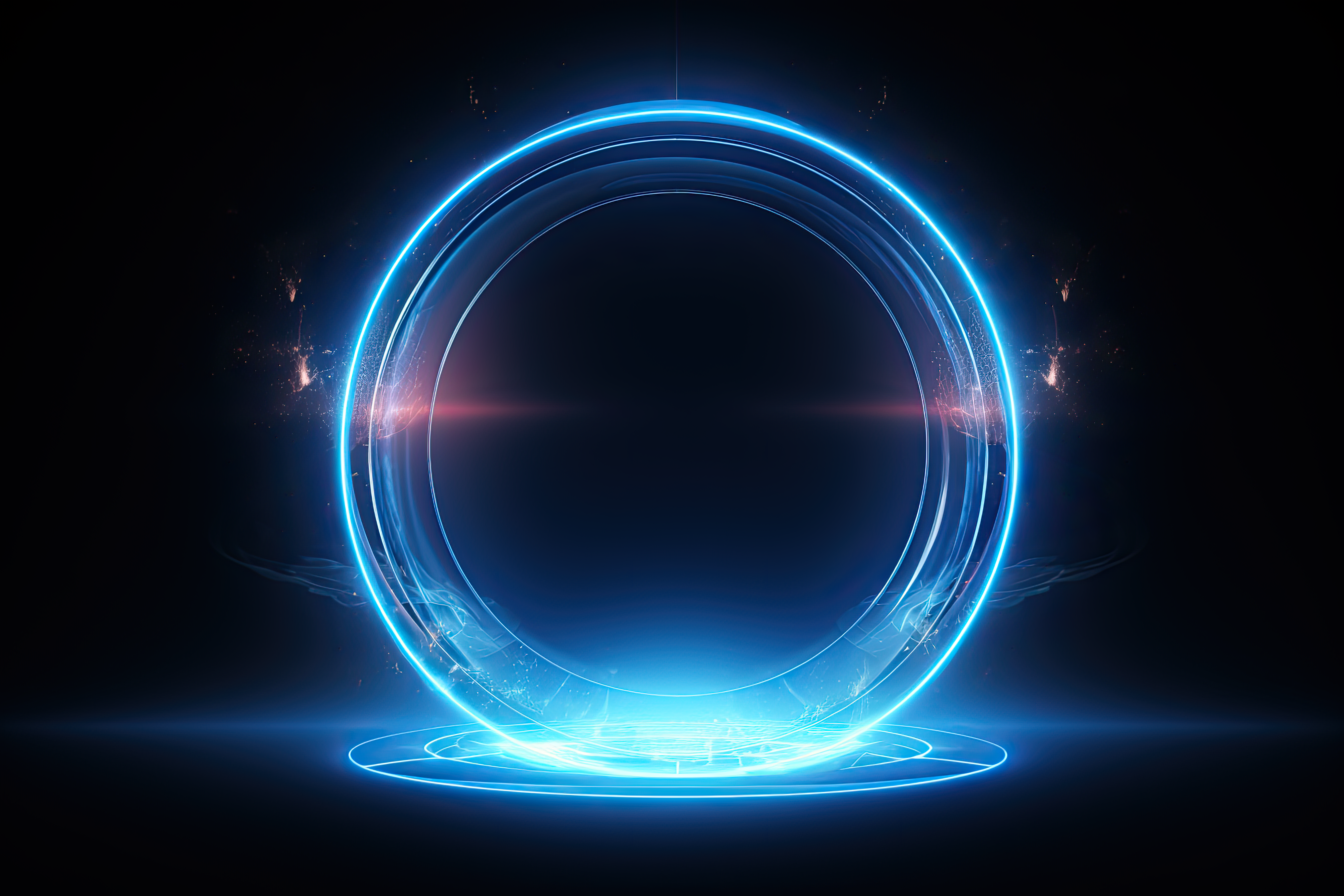 Circular blue aura on dark isolated background