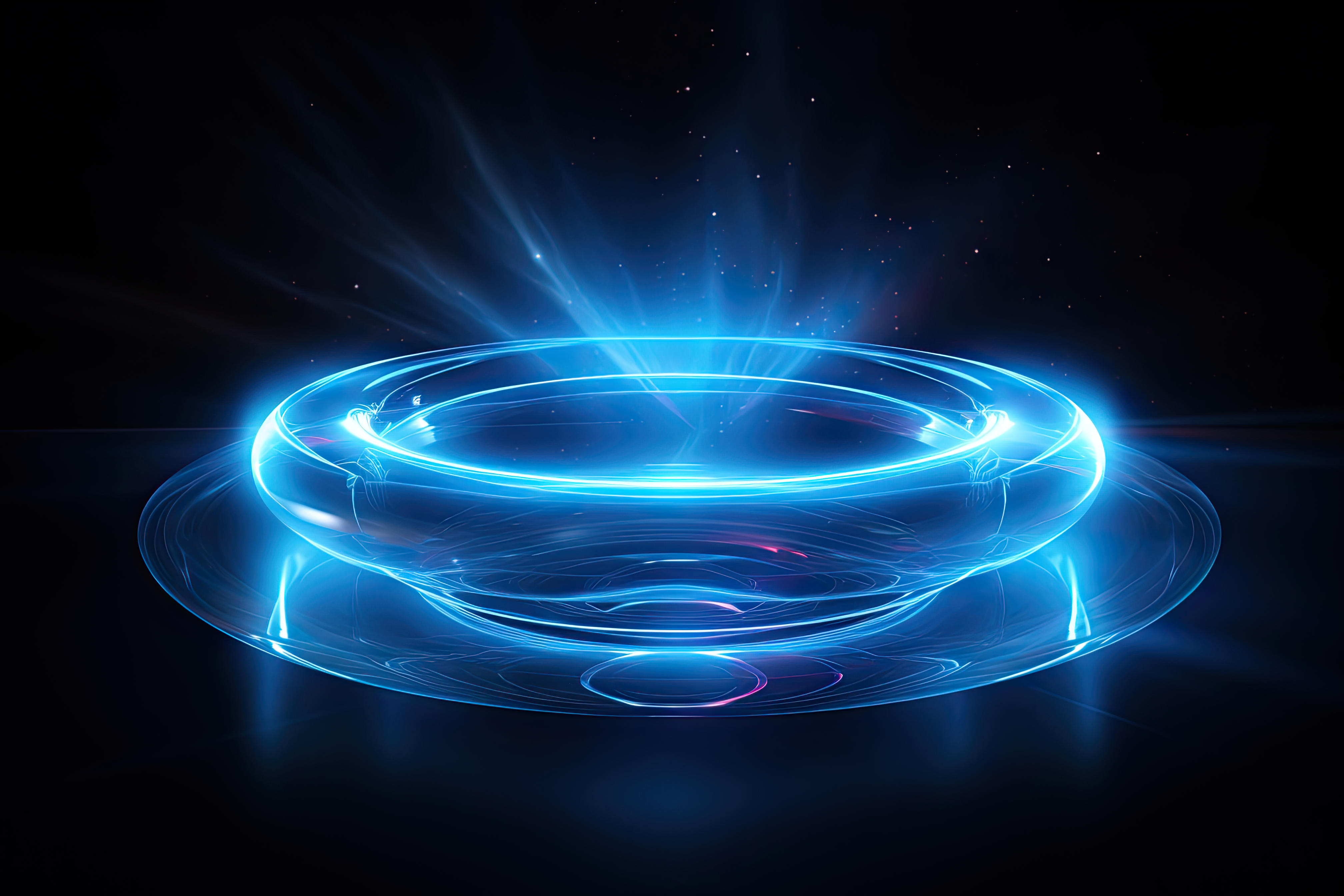 Circular blue aura on dark isolated background